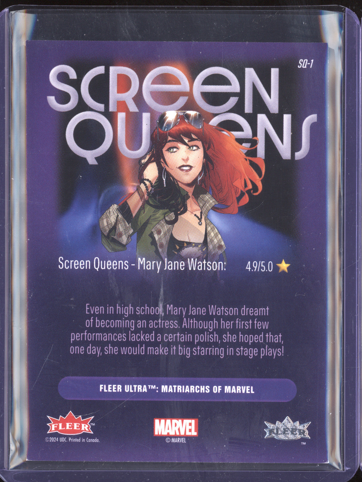 Mary Jane Watson 2024 Fleer Matriarchs of Marvel SQ-1 Screen Queens