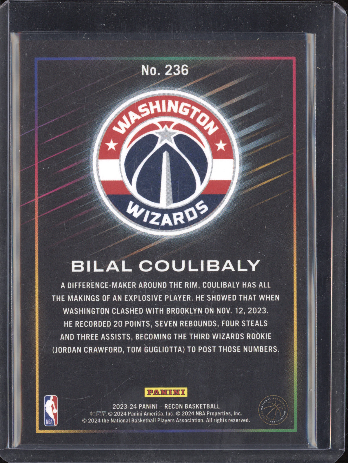 Bilal Coulibaly 2023-24 Panini Recon 236 Purple Holo RC 19/75