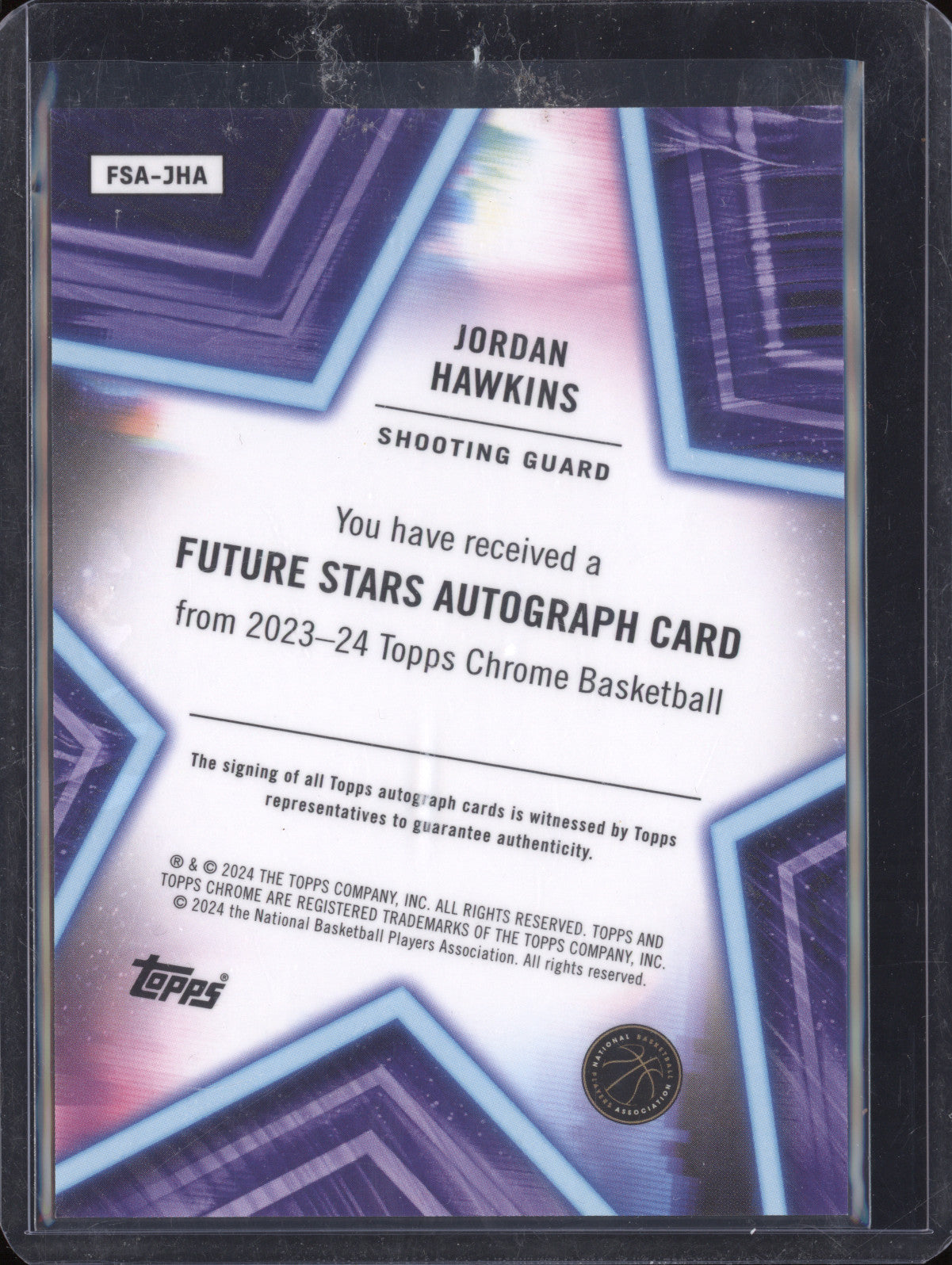 Jordan Hawkins 2023-24 Topps Chrome FSA-JHA Future Stars Auto RC