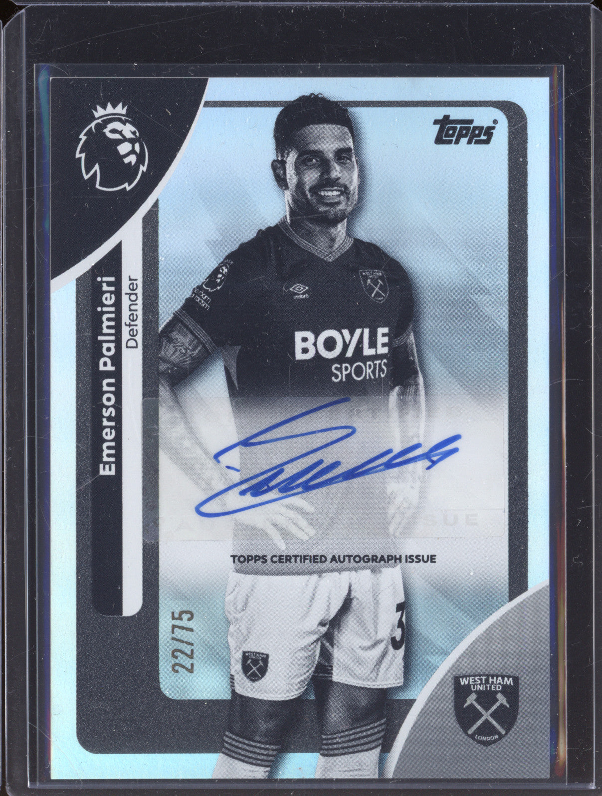 Emerson Palmieri 2025-26 Topps Premier League AC-EMR Auto Black & White 22/75