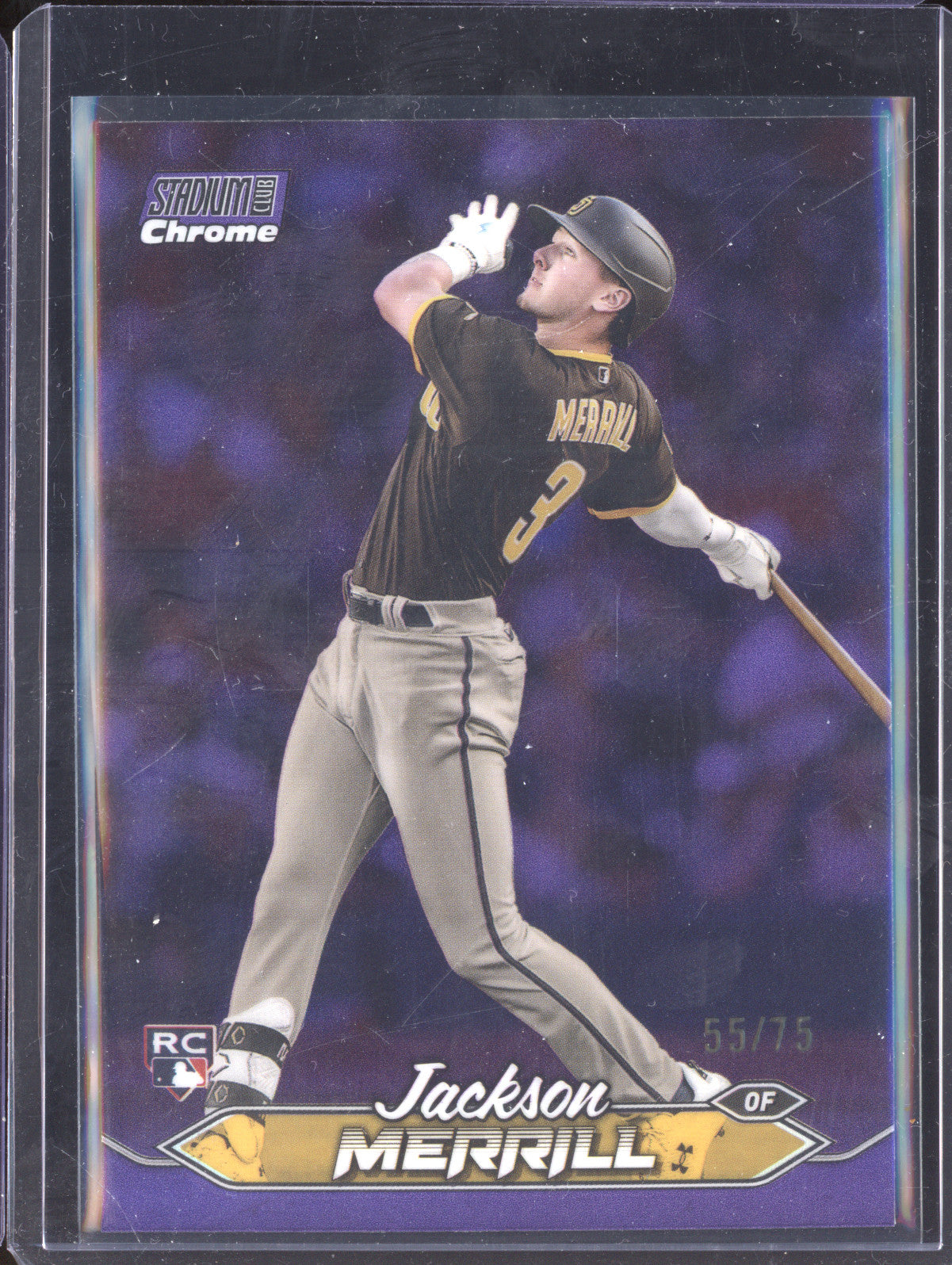 Jackson Merrill 2024 Topps Stadium Club 50 Purple Refractor RC 55/75