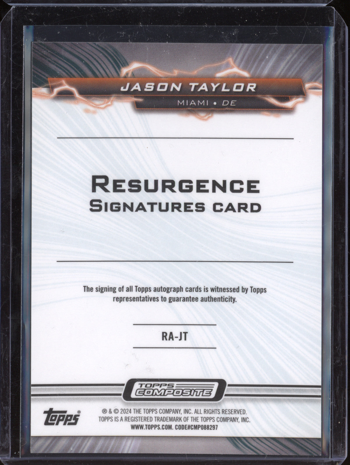 Jason Taylor 2024 Topps Composite RA-JT Resurgence Signatures
