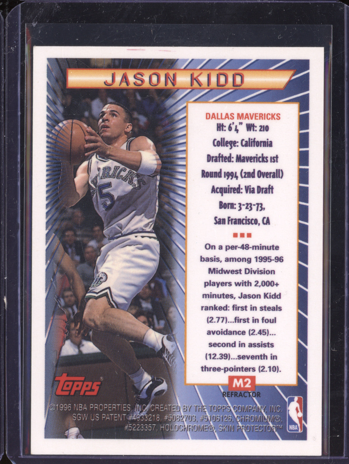 Jason Kidd 1996-97 Topps Mystery Finest M2 Bordered Refractor
