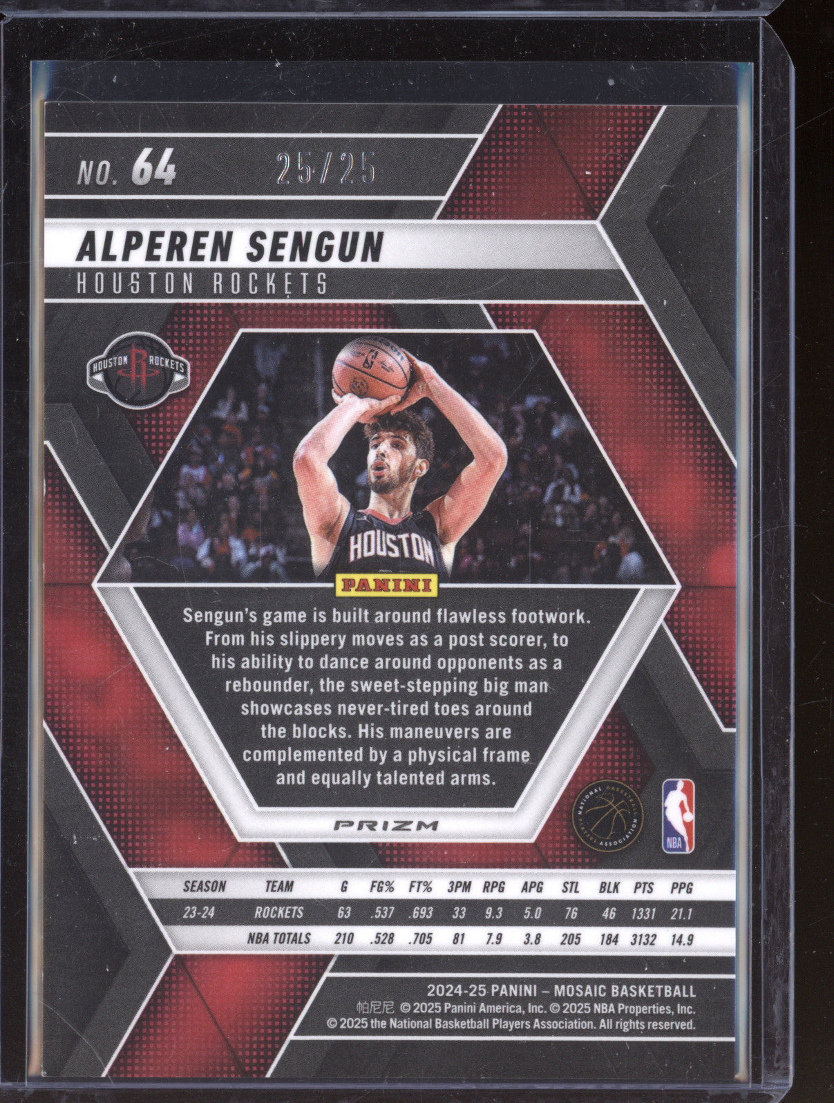 Alperen Sengun 2024-25 Panini Mosaic 64 Spectris Blue FOTL 25/25