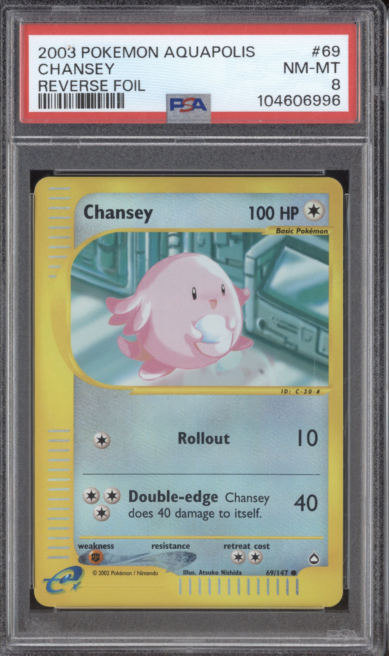 2003 Pokemon Aquapolis 69/147 Chansey Reverse Foil PSA 8