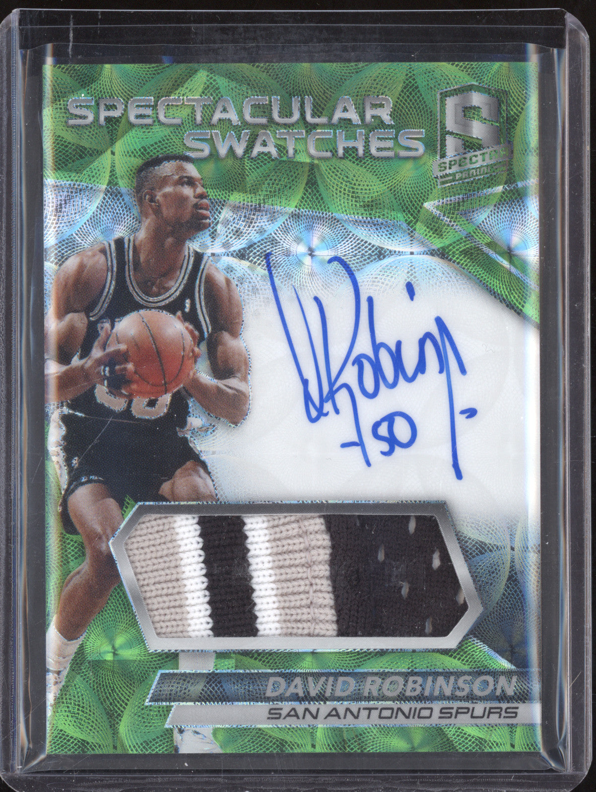 David Robinson Panini Spectra SS-DRS Spectacular Swatches Auto Neon Green /25