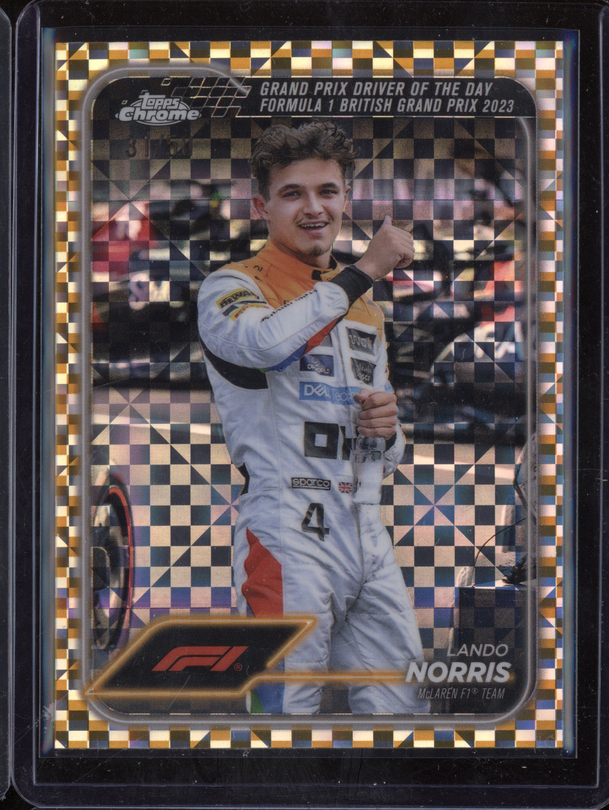 Lando Norris 2024 Topps Chrome F1 168 Gold Checker Flag 31/50