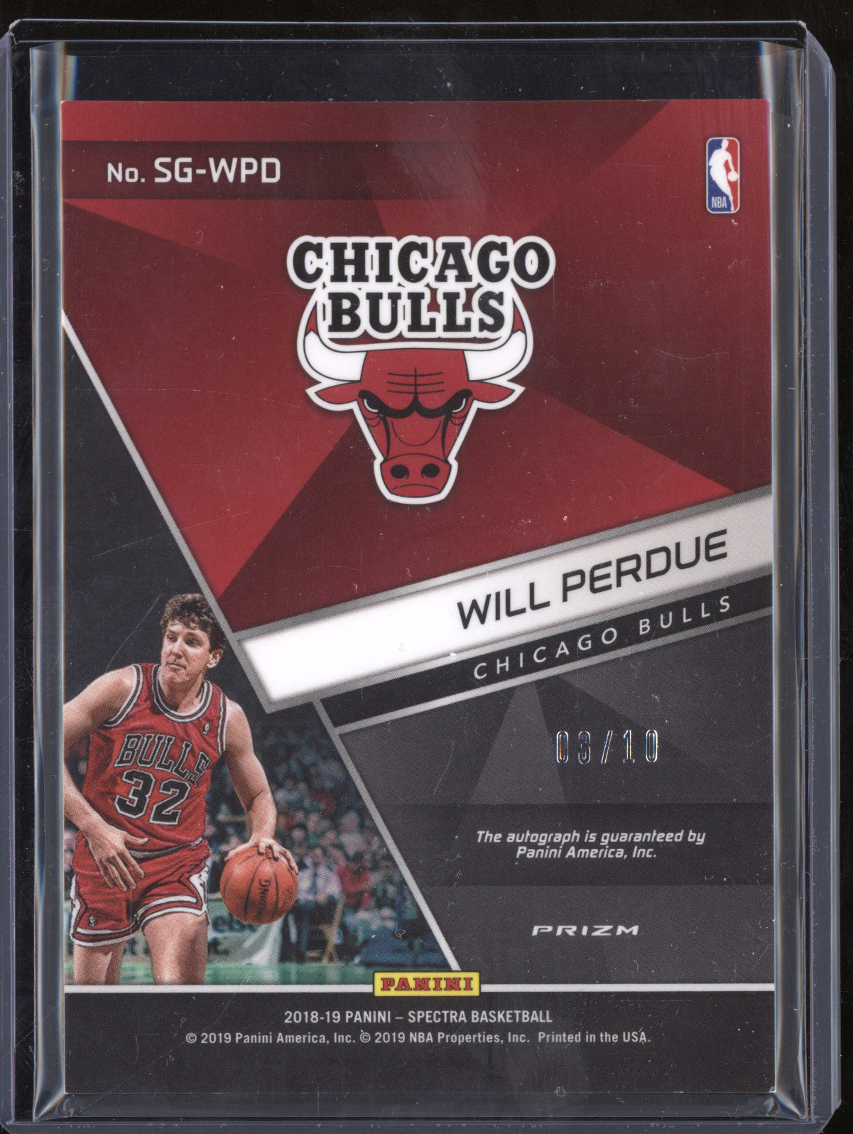 Will Perdue 2018-19 Panini Spectra SG-WPD Gold Auto 3/10