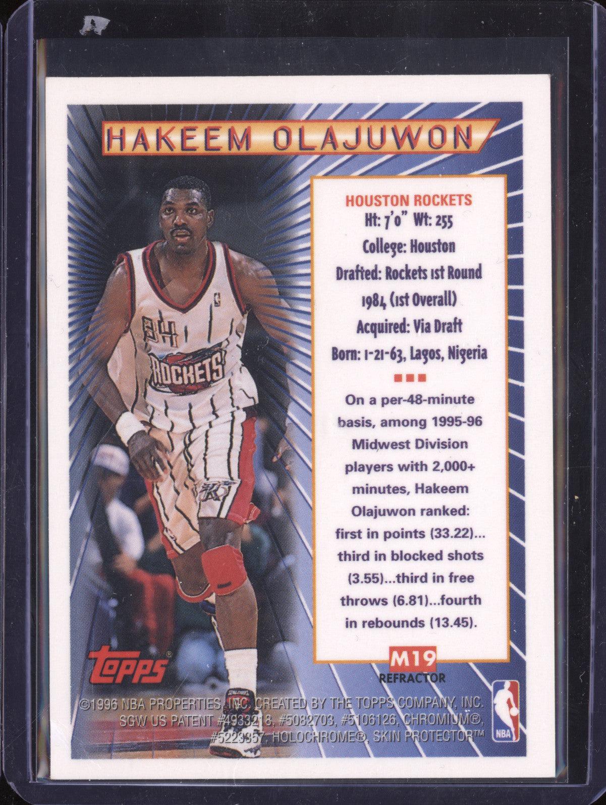 Hakeem Olajuwon 1996-97 Topps Mystery Finest M19 Bordered Refractor