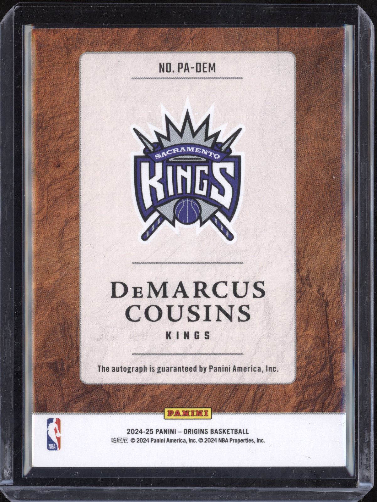DeMarcus Cousins 2024-25 Panini Origins RA-DEM Provenance Auto Purple FOTL 13/18