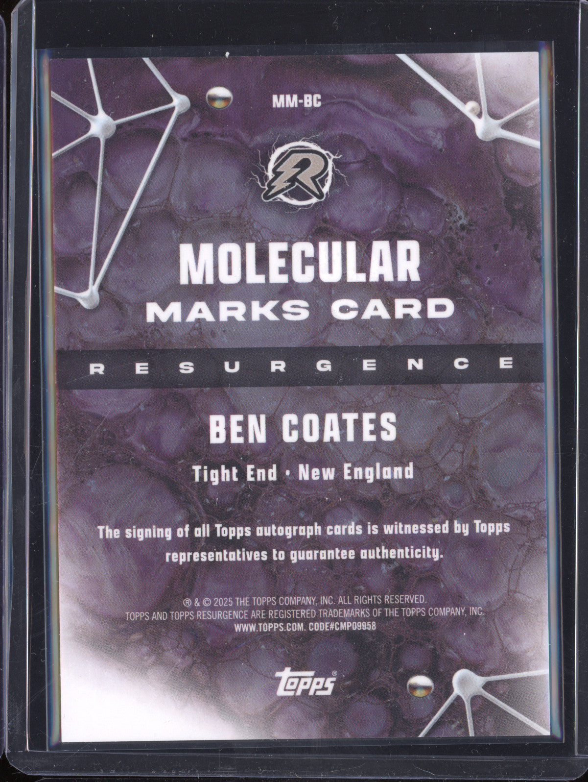 Ben Coates 2024 Topps Resurgence MM-BC Molecular Marks Auto