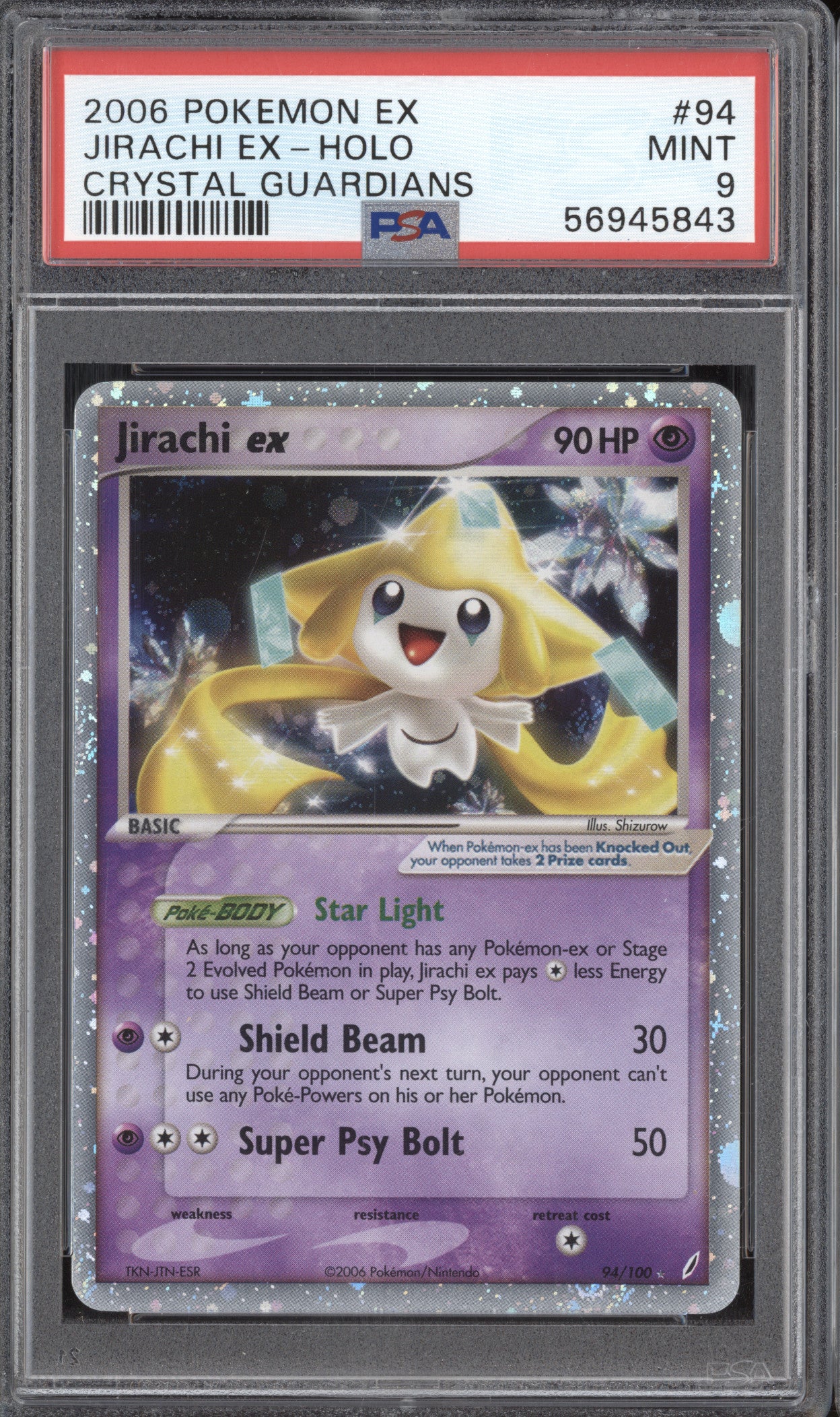Jirachi ex 2006 Pokemon EX Crystal Guardians 94/100 Holo PSA 9