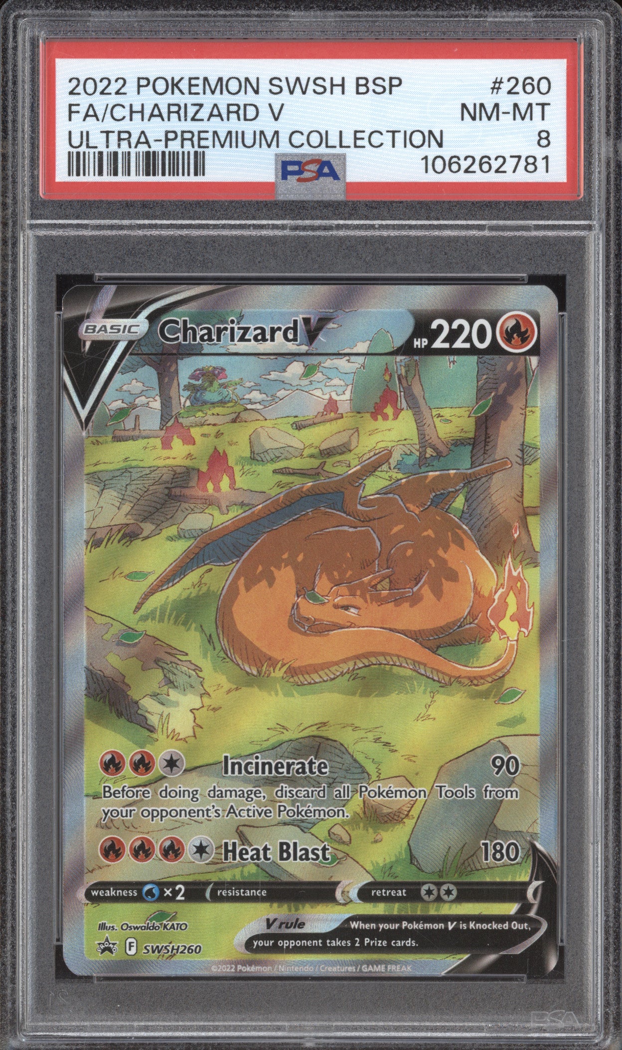 Charizard V 2022 Pokemon Sword & Shield Promos SWSH260 UPC Promo PSA 8