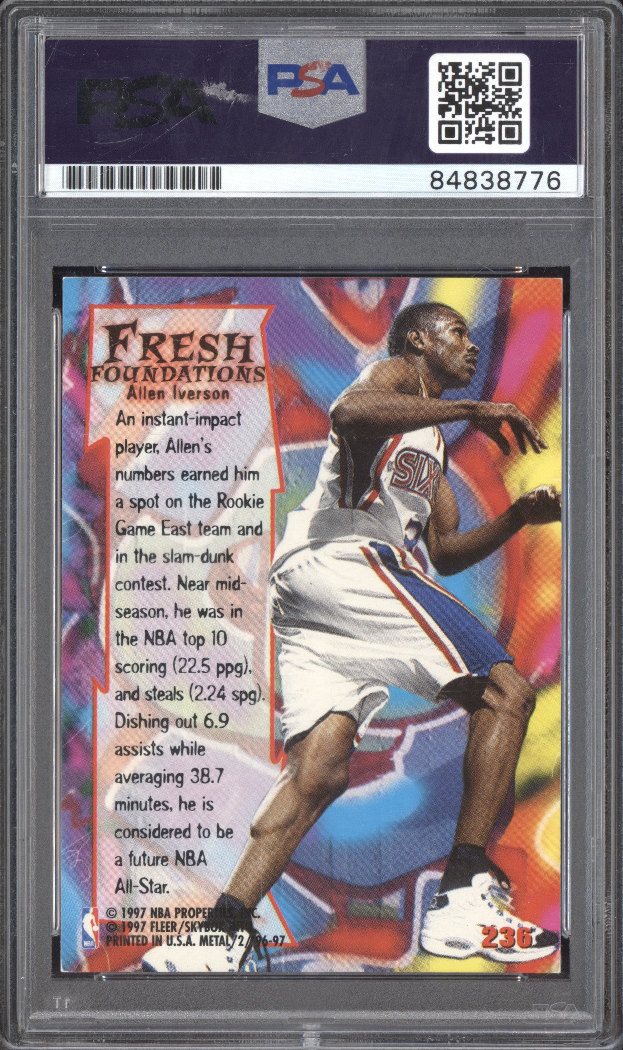 Allen Iverson 1996-97 Fleer Metal Fresh On-Card Auto PSA RC/Authentic