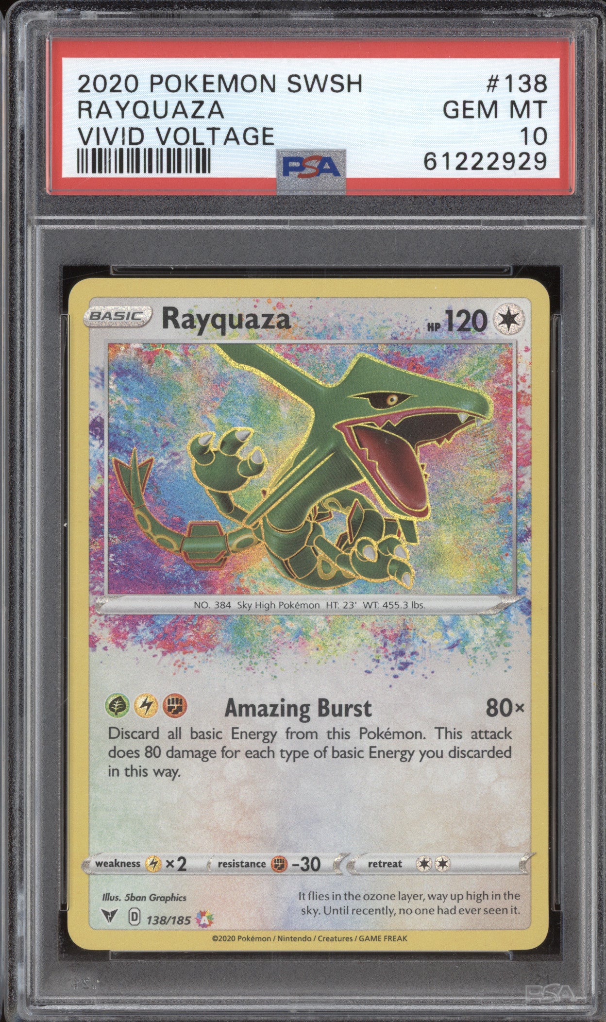 Rayquaza 2020 Pokemon Vivid Voltage 138/185 PSA 10