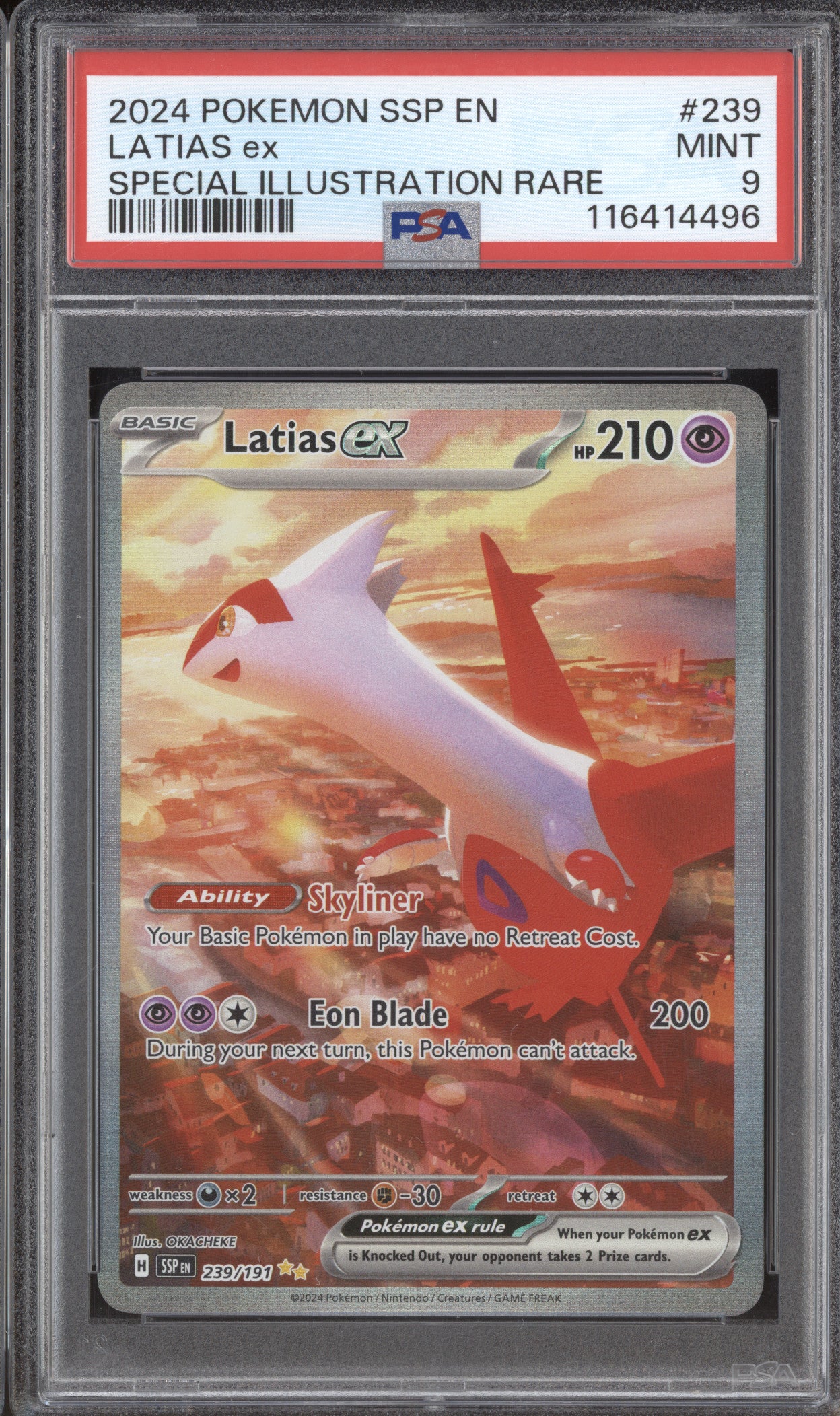 Latias ex 2024 Pokemon Surging Sparks 239/191 Special Illustration Rare PSA 9