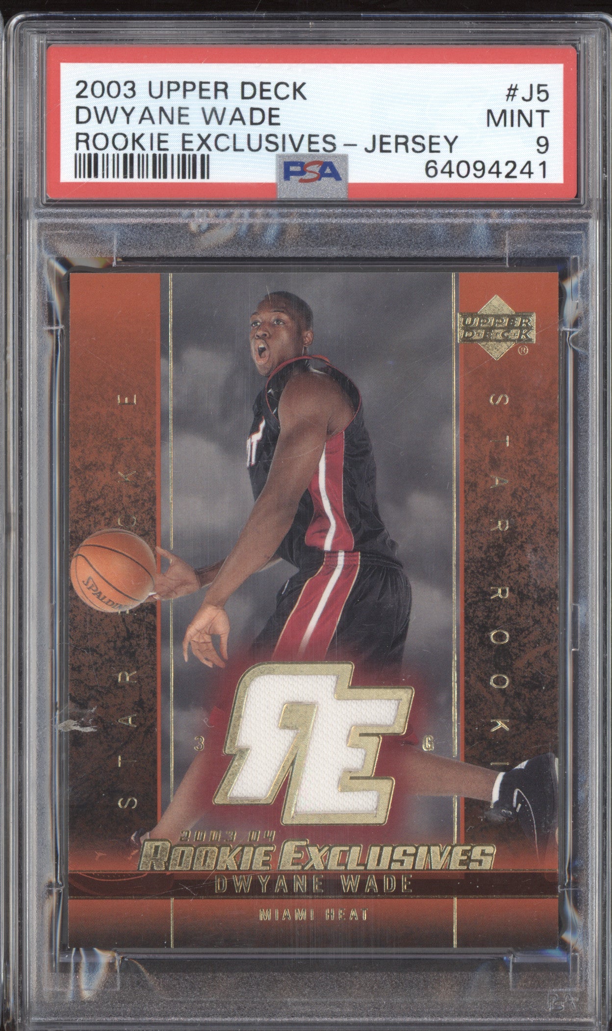 Dwyane Wade 2003-04 Upper Deck J5 Rookie Exclusives Jersey RC PSA 9
