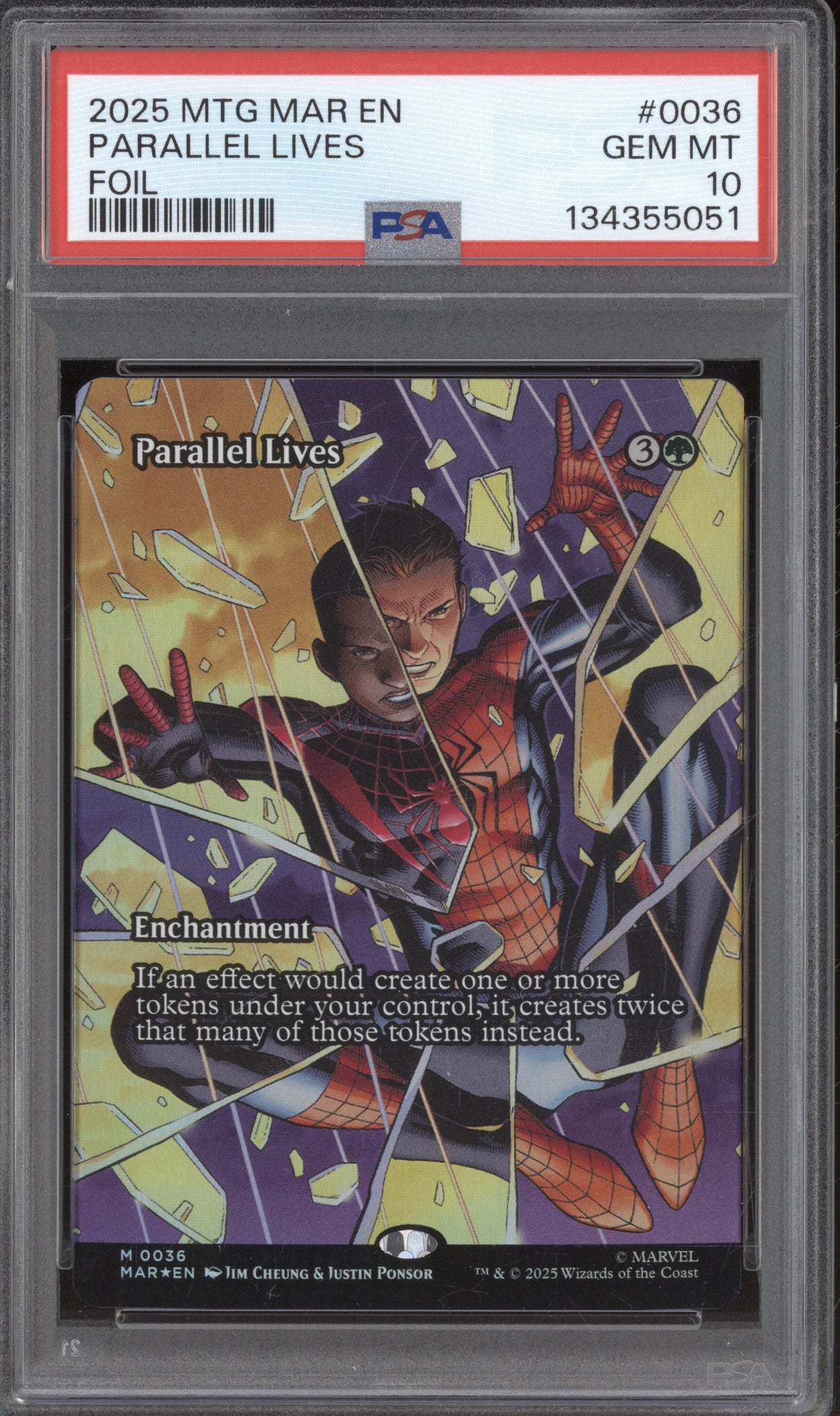 2025 MTG Marvel Spider-Man 0036 Parallel Lives Foil PSA 10