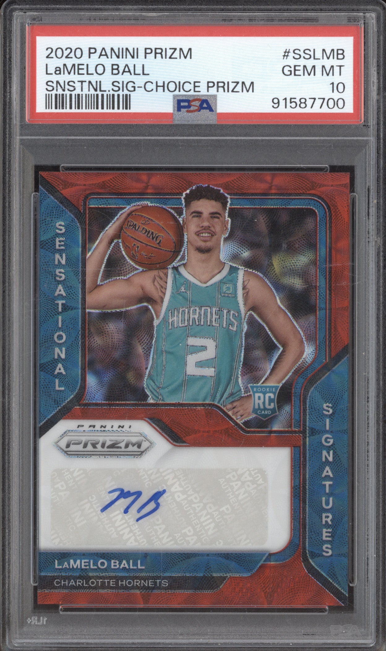 2020 Panini Prizm #SSLMB LaMelo Ball Sensational Signatures Choice RC PSA 10