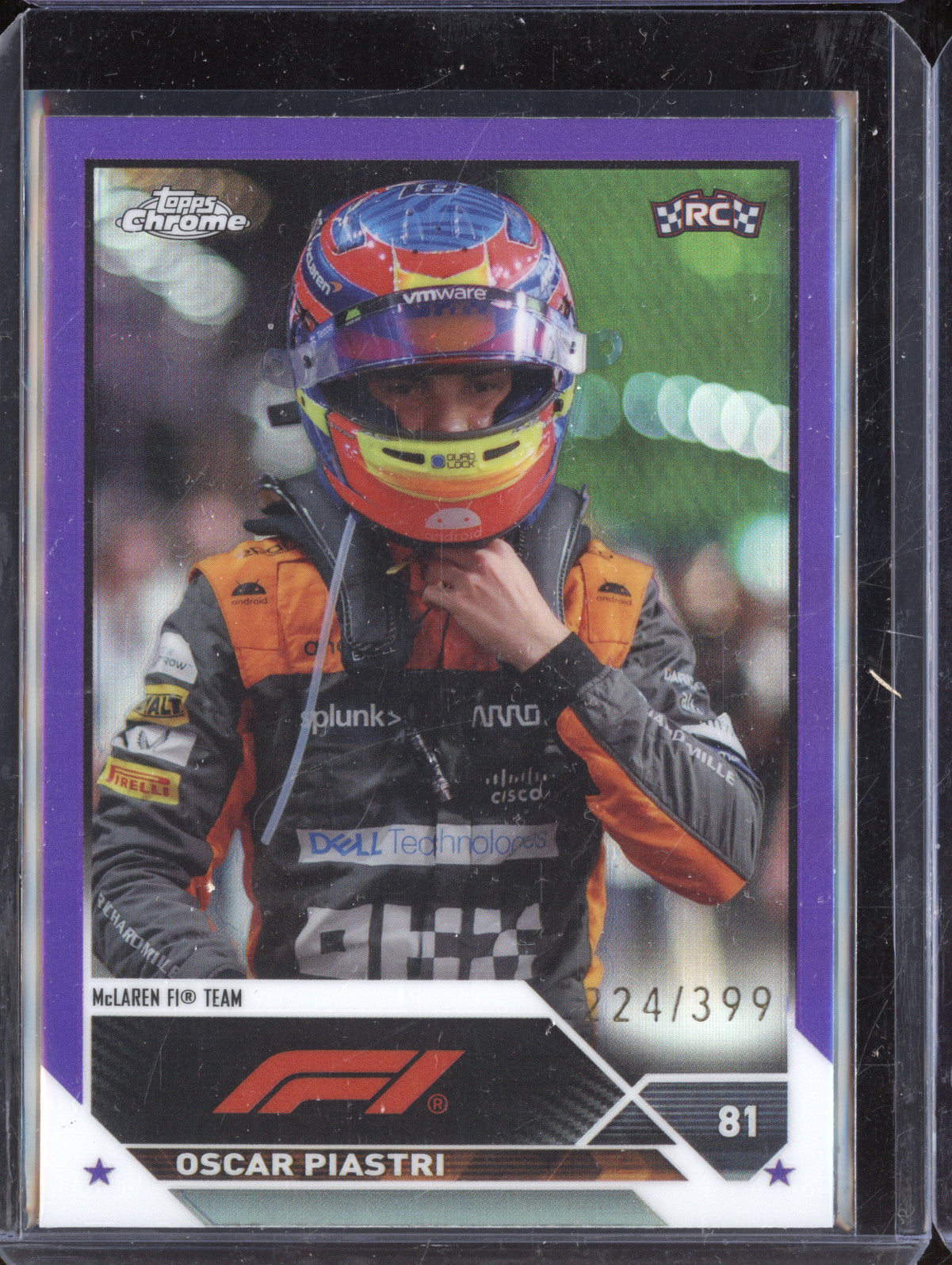 Oscar Piastri 2023 Topps Chrome 41 Purple Refractor RC 224/399