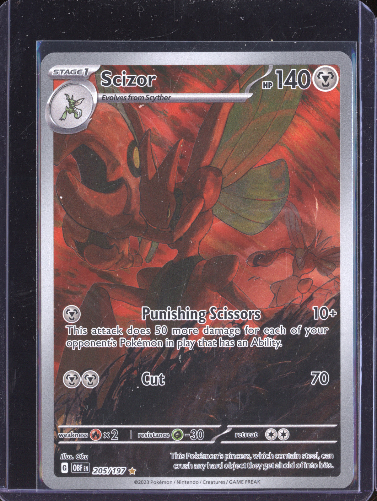 Scizor 2023 Pokemon Obsidian Flames 205/197 Illustration Rare