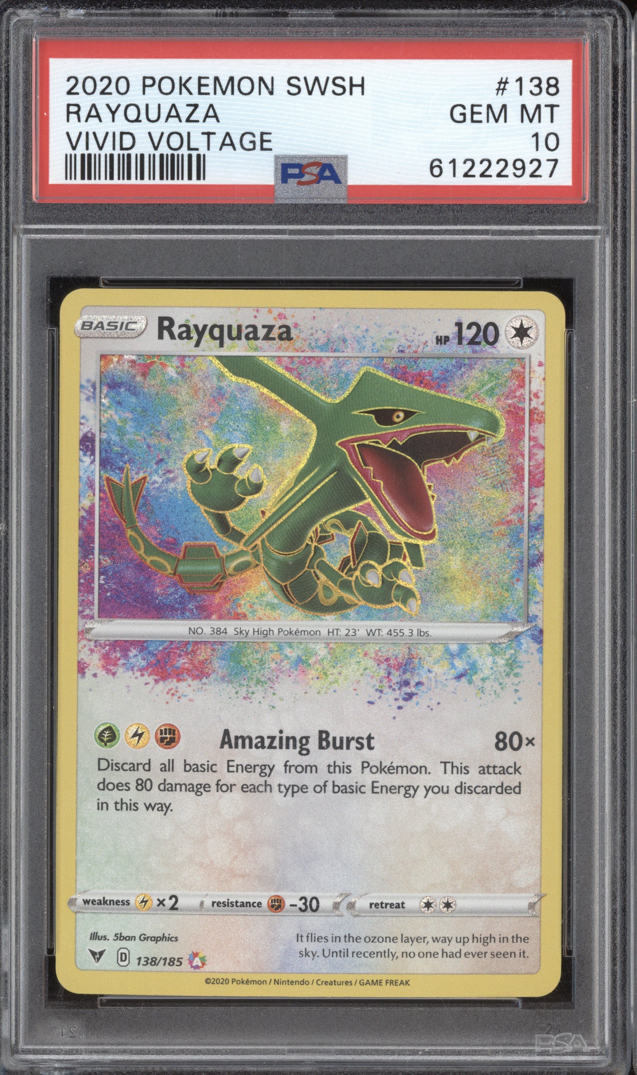 Rayquaza 2020 Pokemon Vivid Voltage 138/185 PSA 10