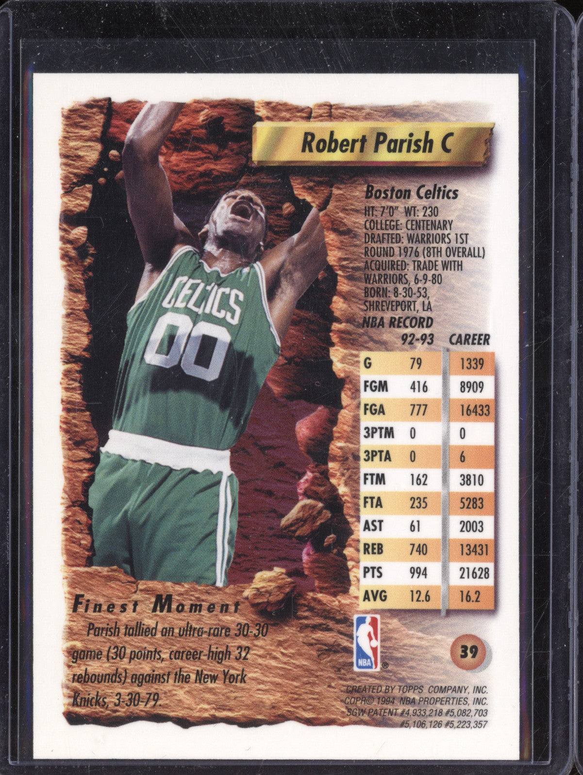 Robert Parish 1993-94 Topps Finest 39 Refractor