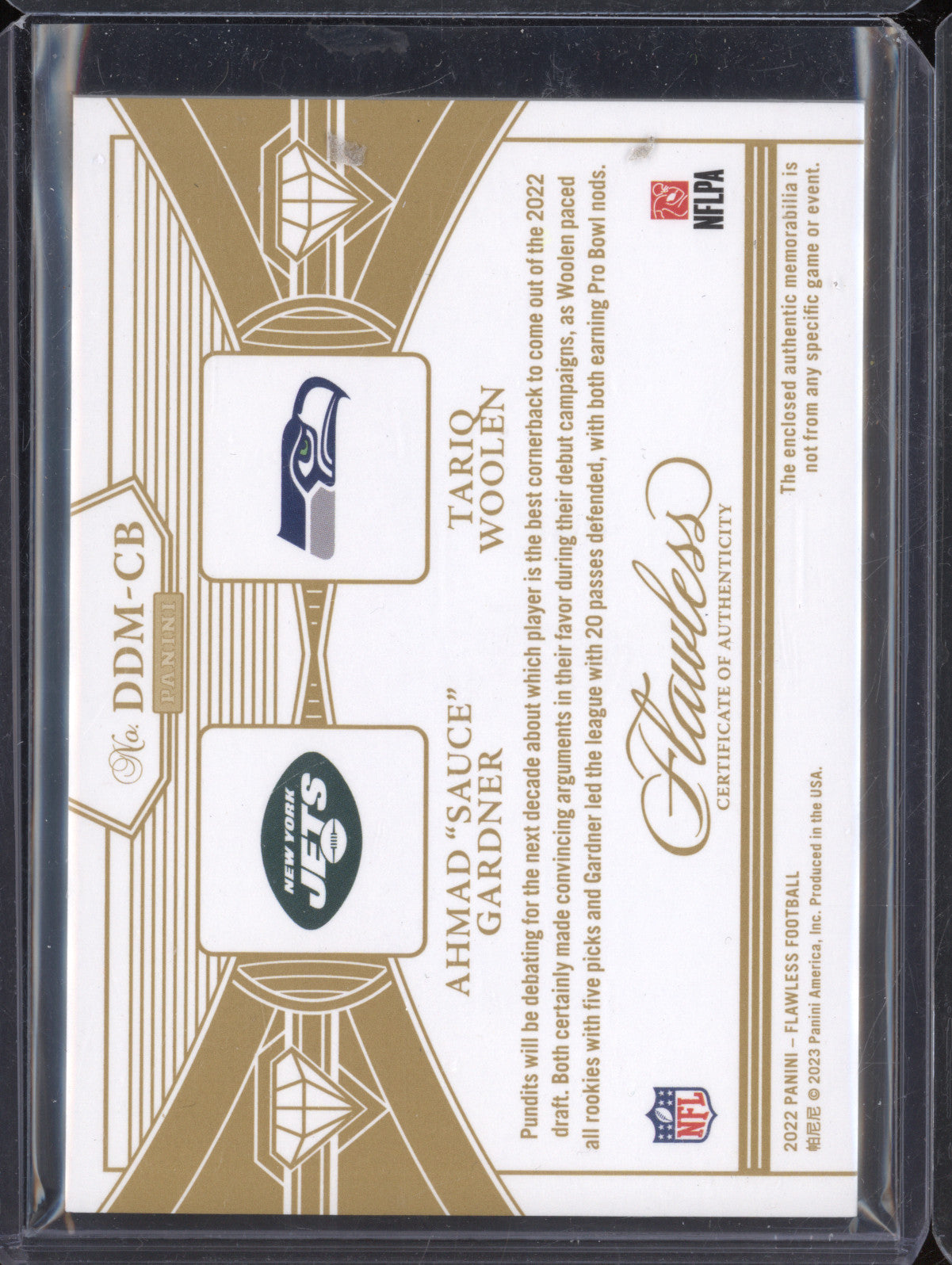 Gardner Woolwen 2022 Panini Flawless DDM-CB Dual Diamond Mem Silver RC 12/20