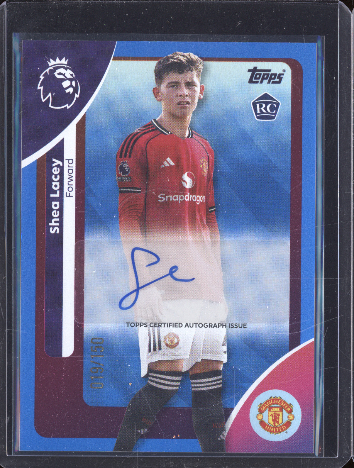 Shea Lacey 2025-26 Topps Premier League AC-SL Auto Blue RC 19/150