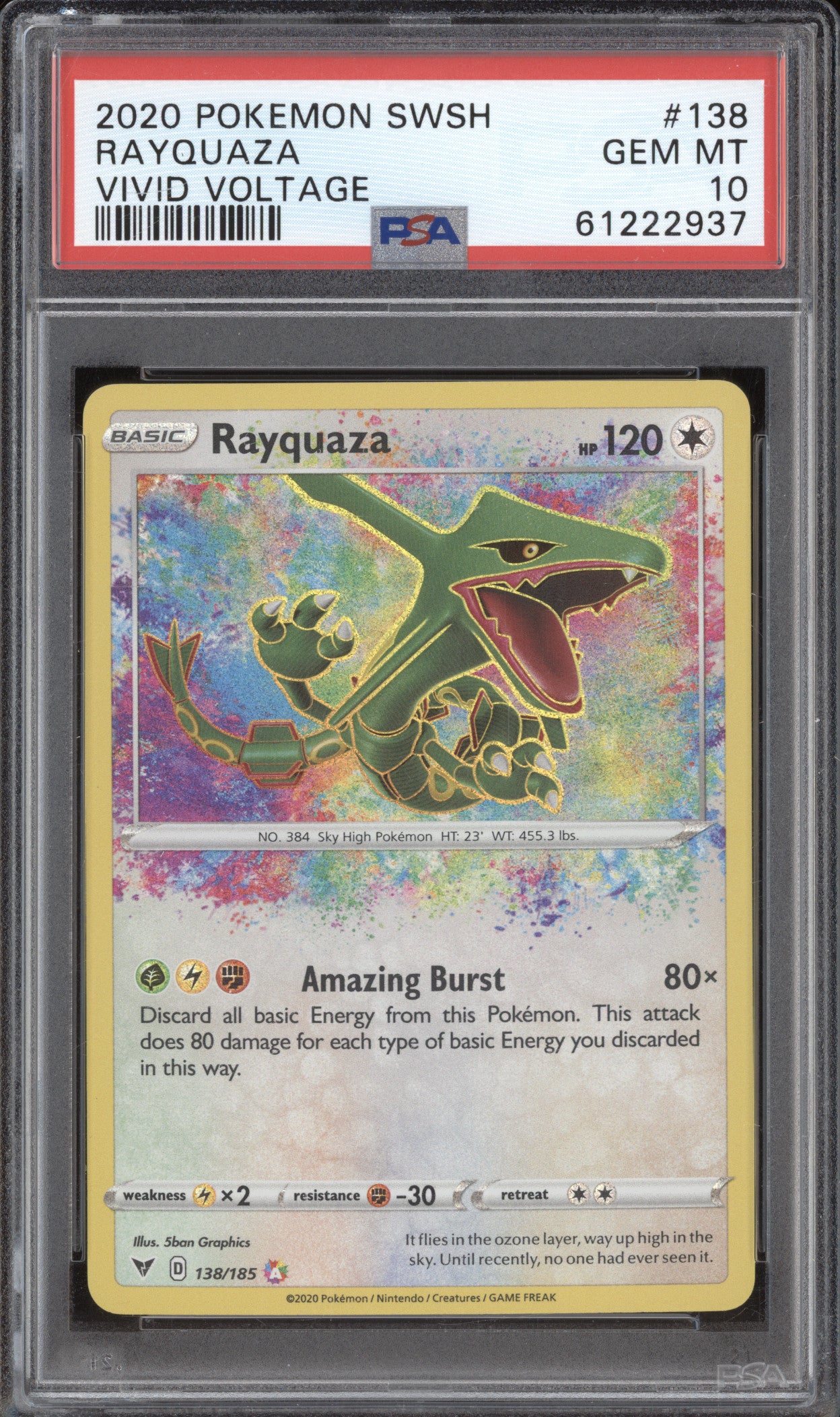 Rayquaza 2020 Pokemon Vivid Voltage 138/185 PSA 10