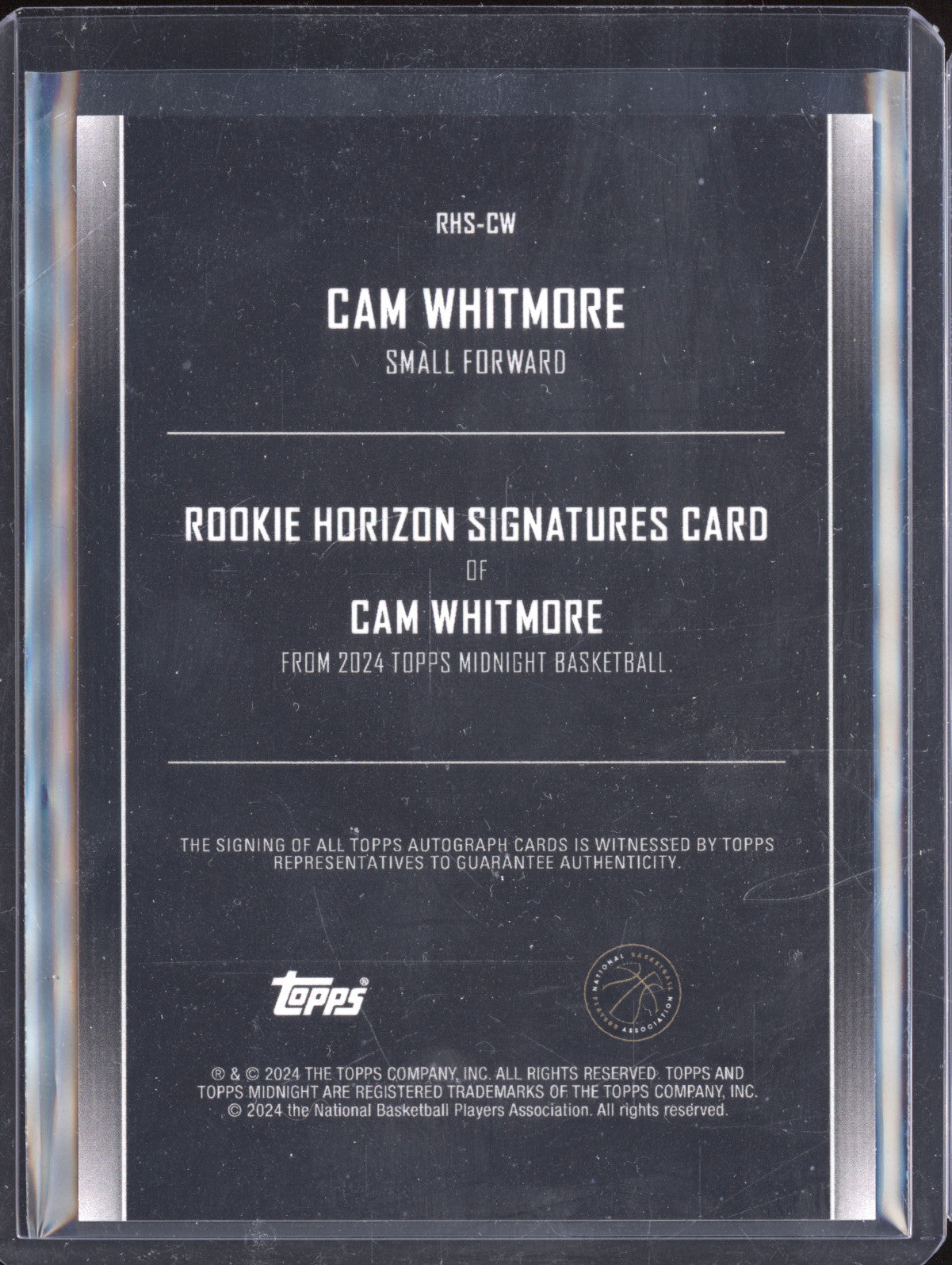 Cam Whitmore 2023-24 Topps Midnight RHS-CW Rookie Horizon Twilight Auto RC /199