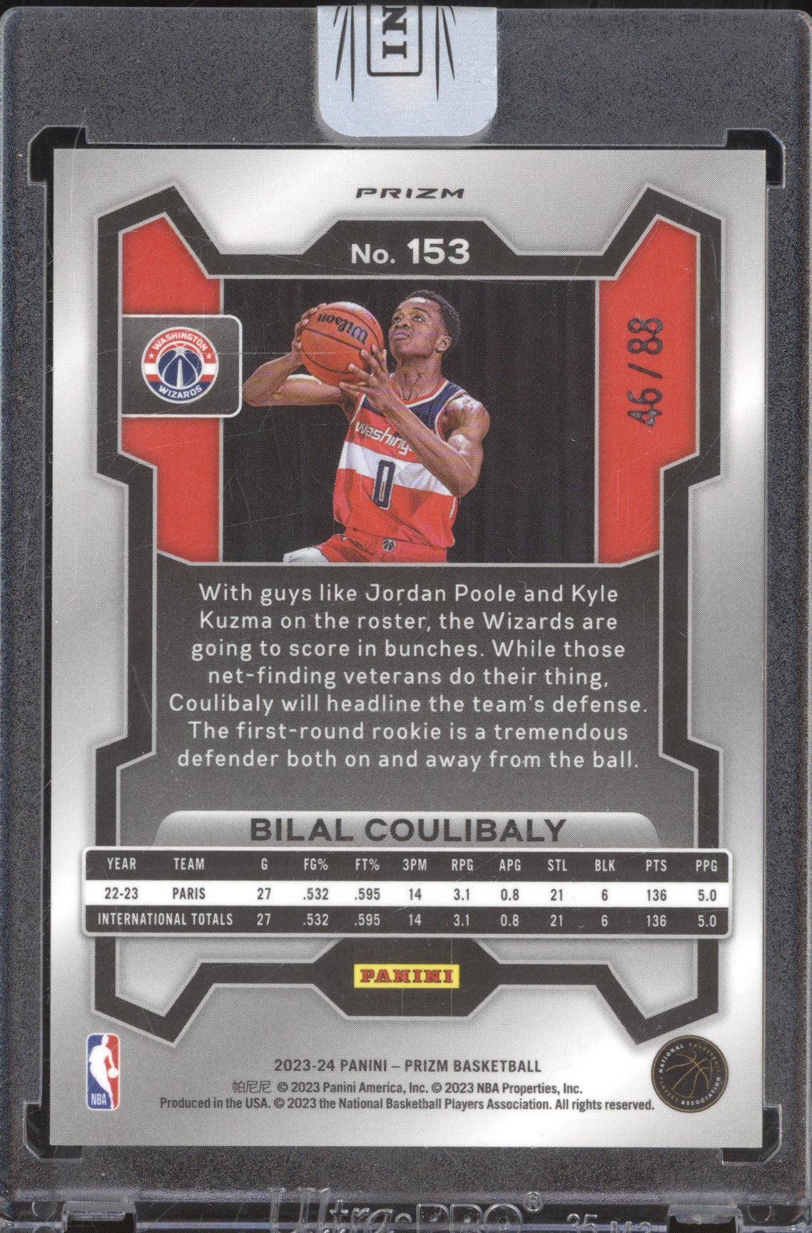 Bilal Coulibaly 2023-24 Panini Prizm 153 Red Choice RC 46/88