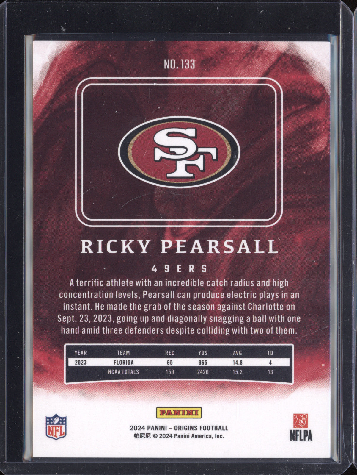 Ricky Pearsall 2024 Panini Origins 133 Holo Gold RC 17/25