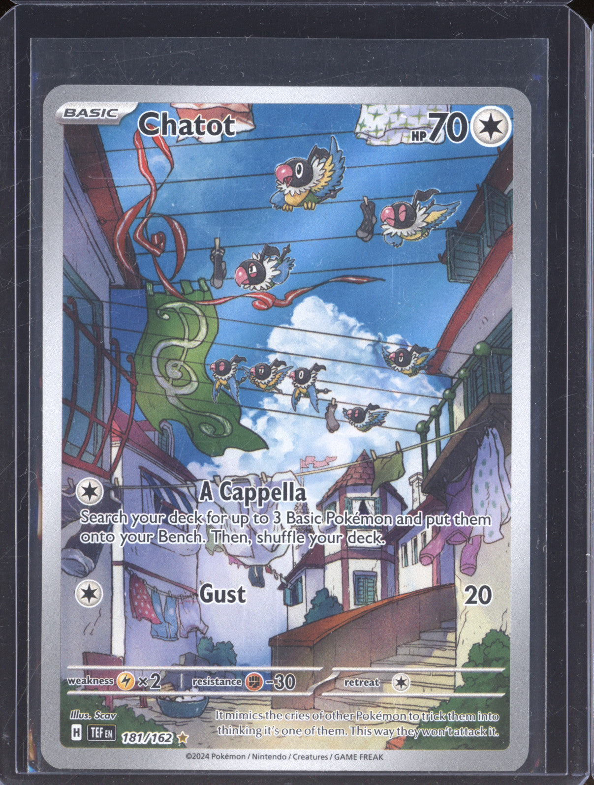 Chatot 2024 Pokemon Temporal Forces 181/162 Illustration Rare