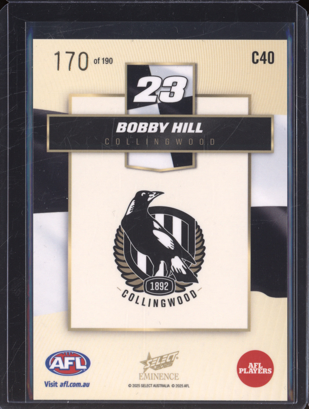 2025 AFL Select Eminence Colours C40 Bobby Hill 170/190