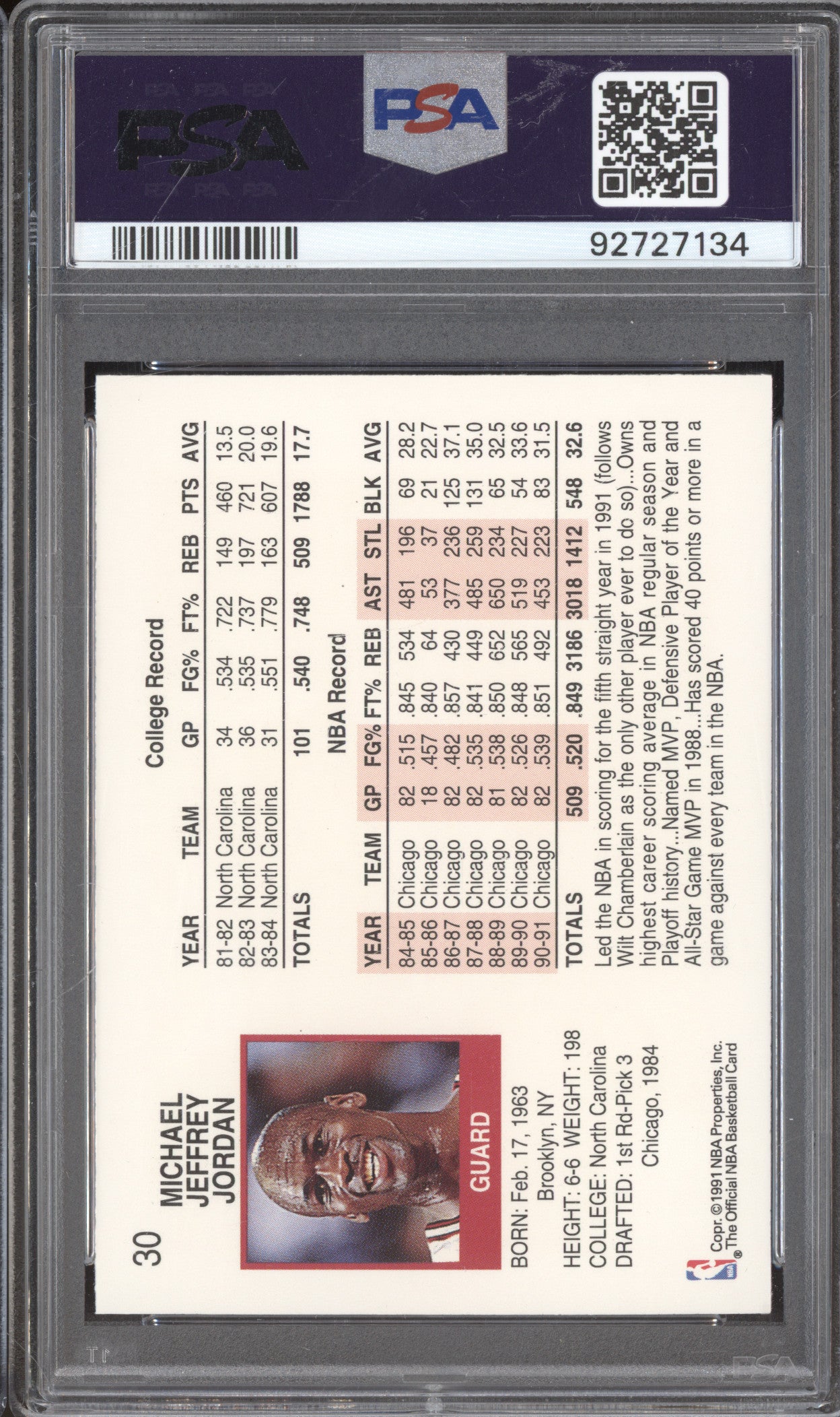 1991 Hoops 30 Michael Jordan PSA 8