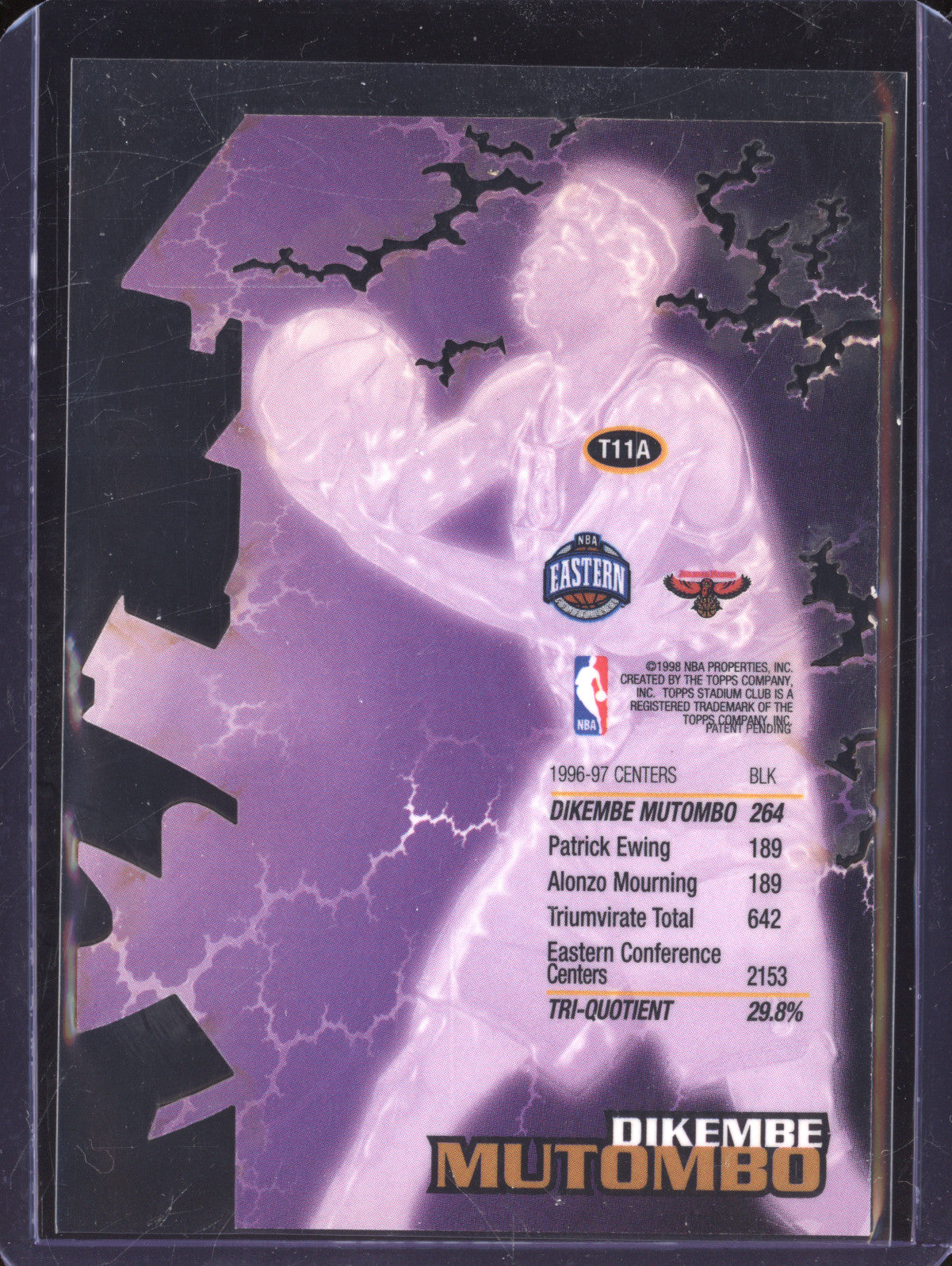 Dikembe Mutombo 1997-98 Topps Stadium Club Triumvirate T11A