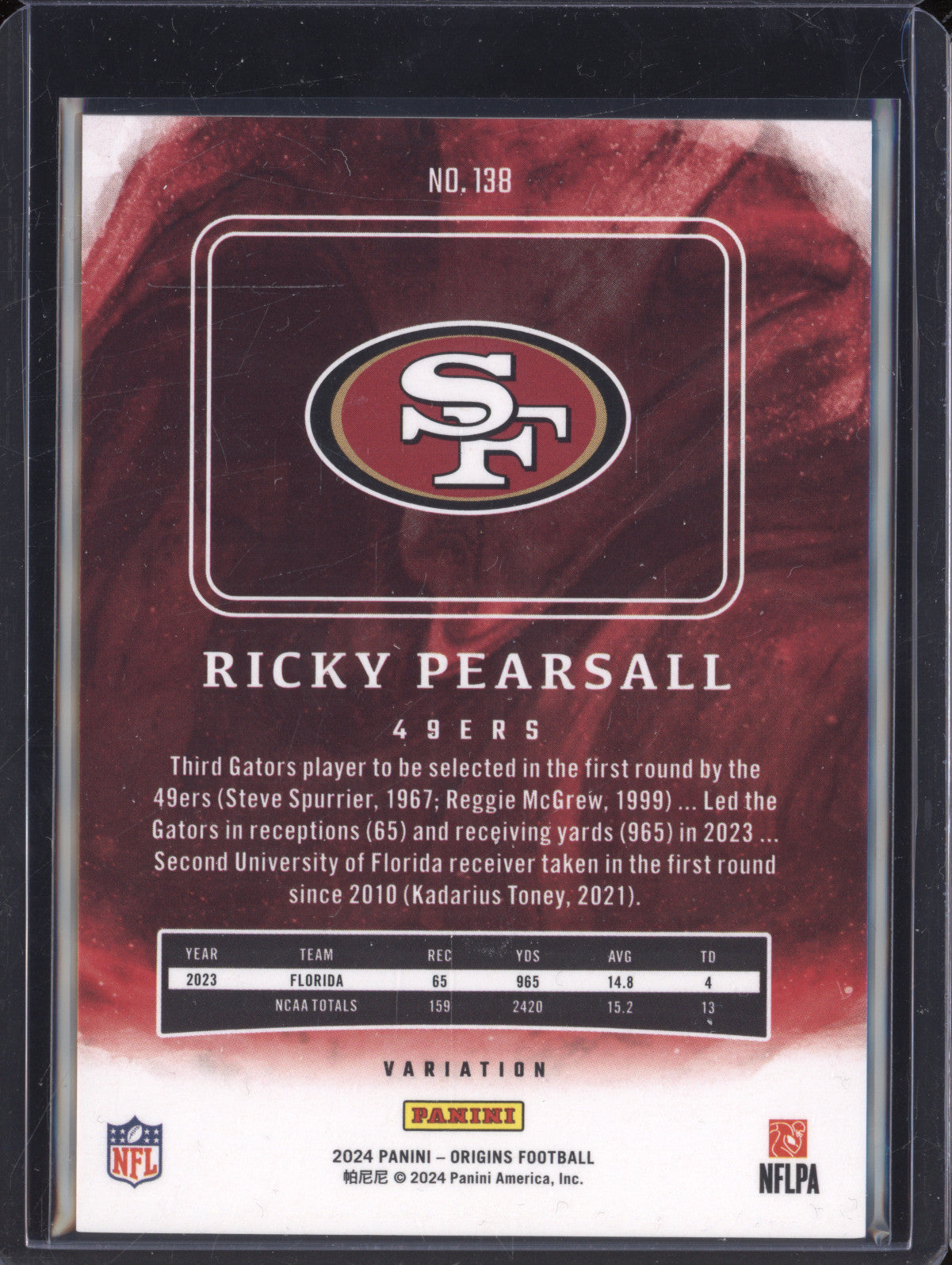 Ricky Pearsall 2024 Panini Origins 138 Variation RC