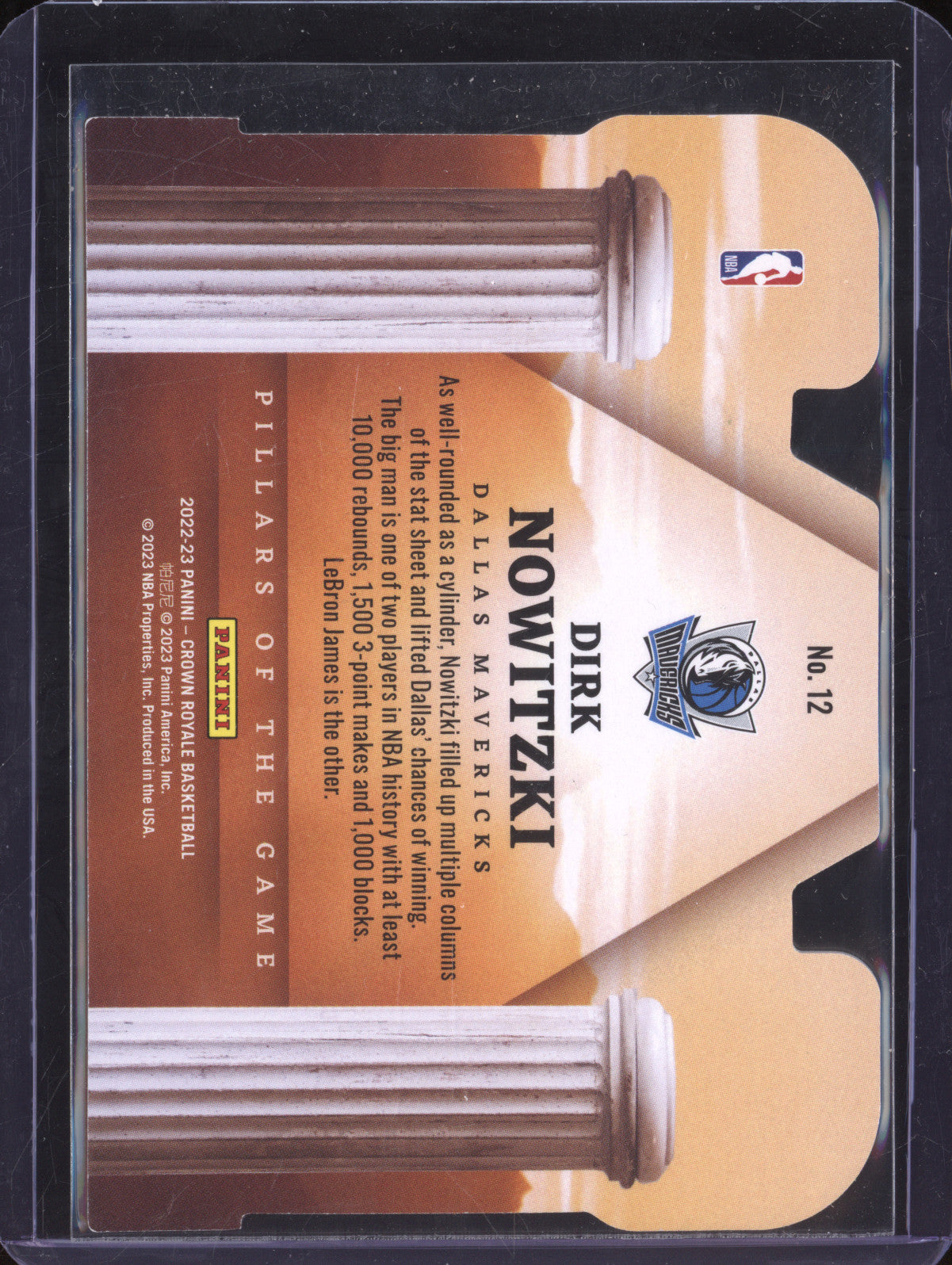 Dirk Nowitzki 2022-23 Panini Crown Royale 12 Pillars of the Game 35/75