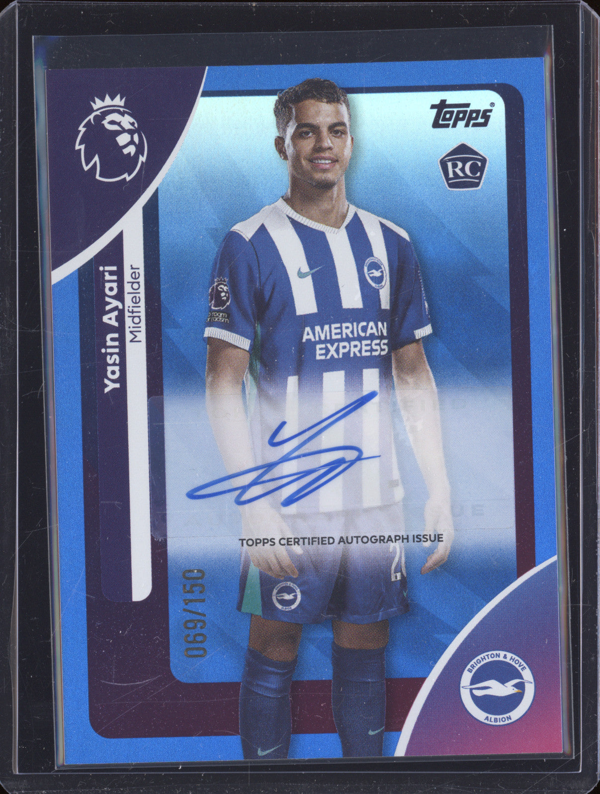 Yasin Ayari 2025-26 Topps Premier League AC-YA Auto Blue RC 69/150