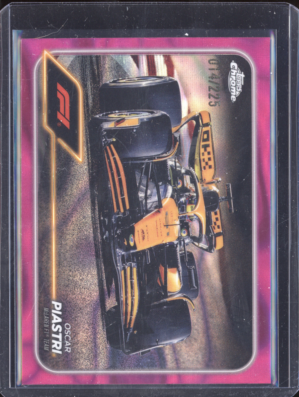 Oscar Piastri 2024 Topps Chrome 80 Fuchsia Lava Refractor RC 14/225