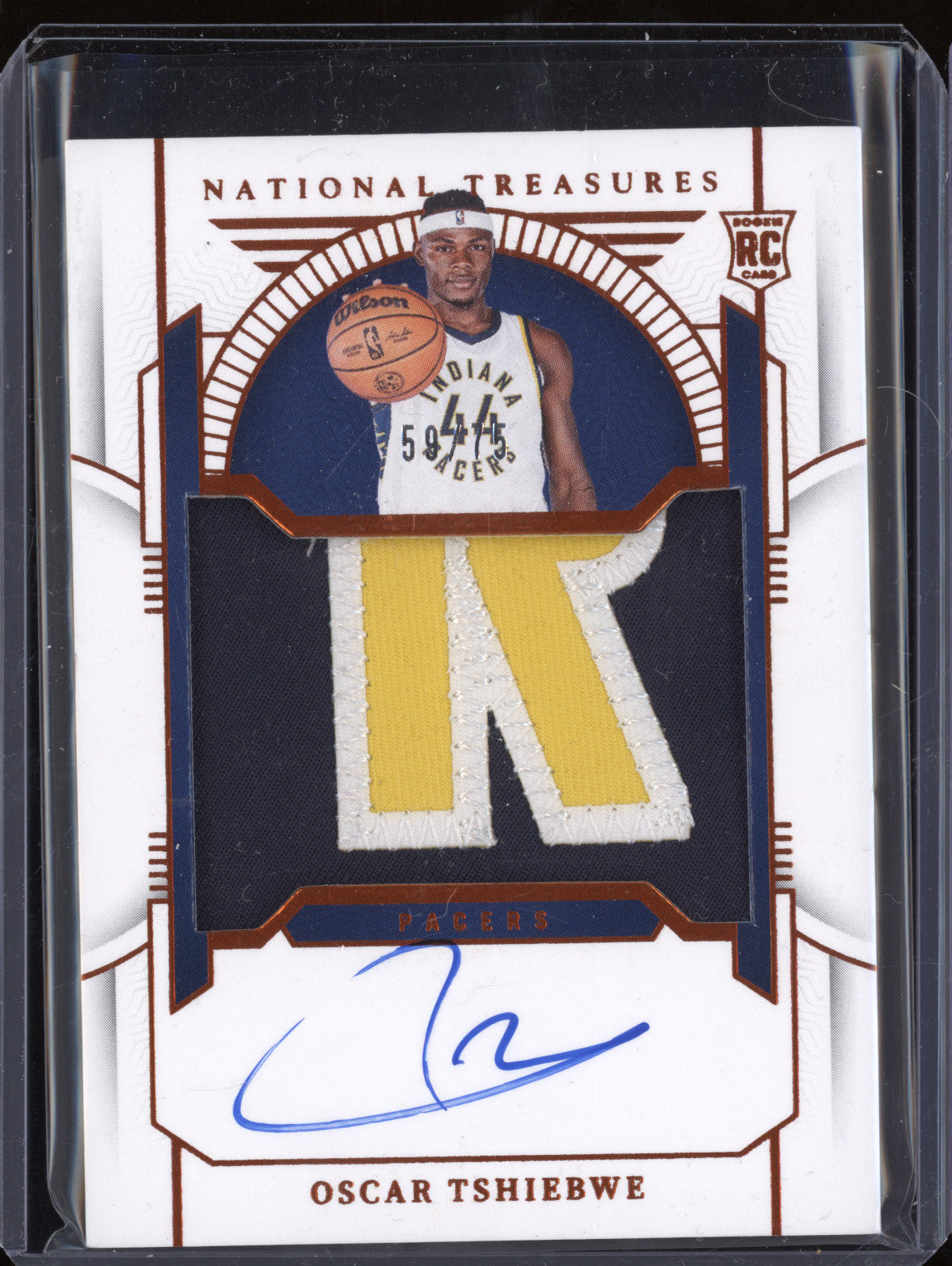 Oscar Tshiebwe 2023-24 Panini NT 146 Rookie Patch Auto Orange RC 59/75