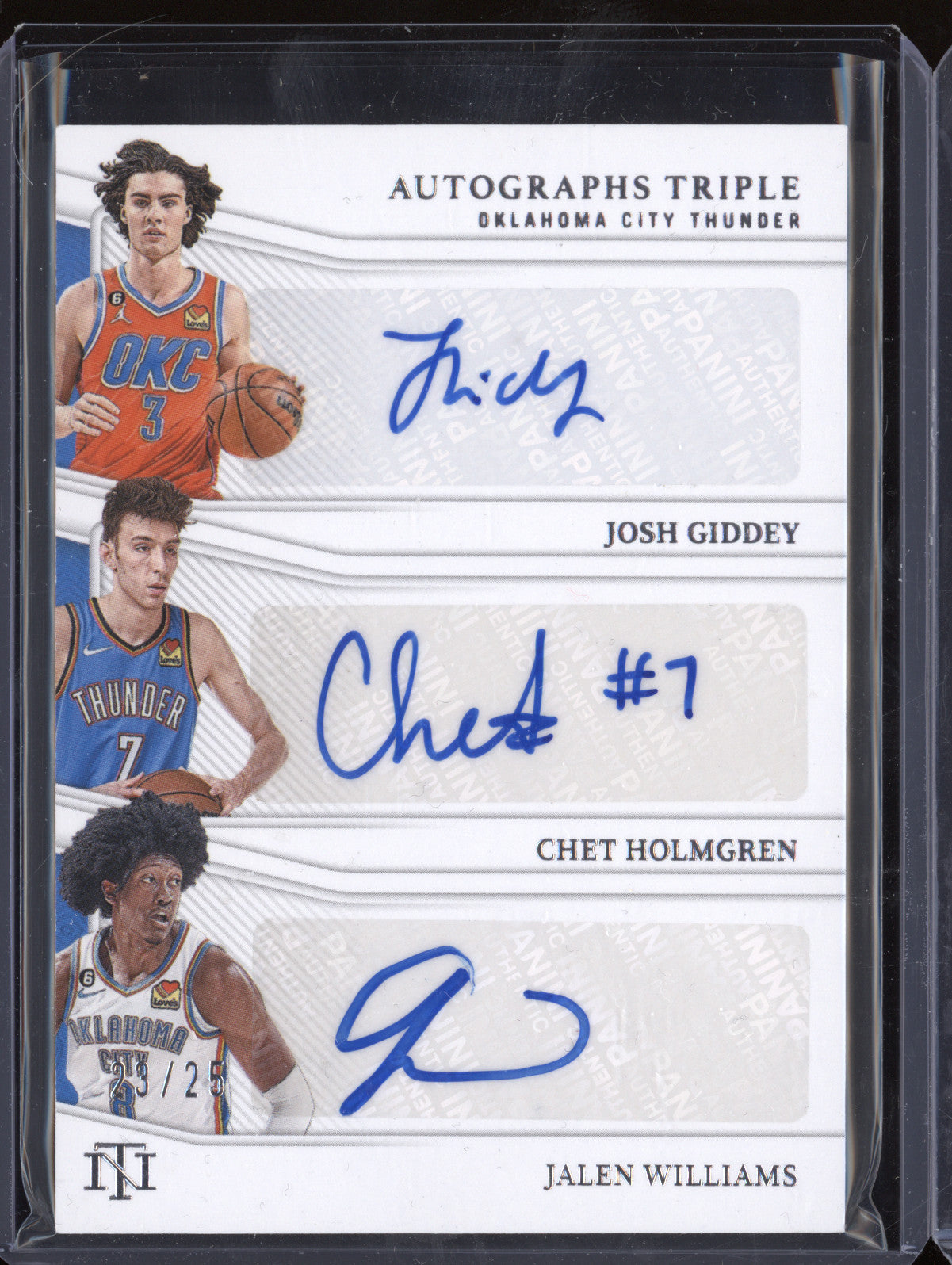 Giddey Holmgren Williams 2022-23 Panini NT AT-OKC Triple Auto 23/25