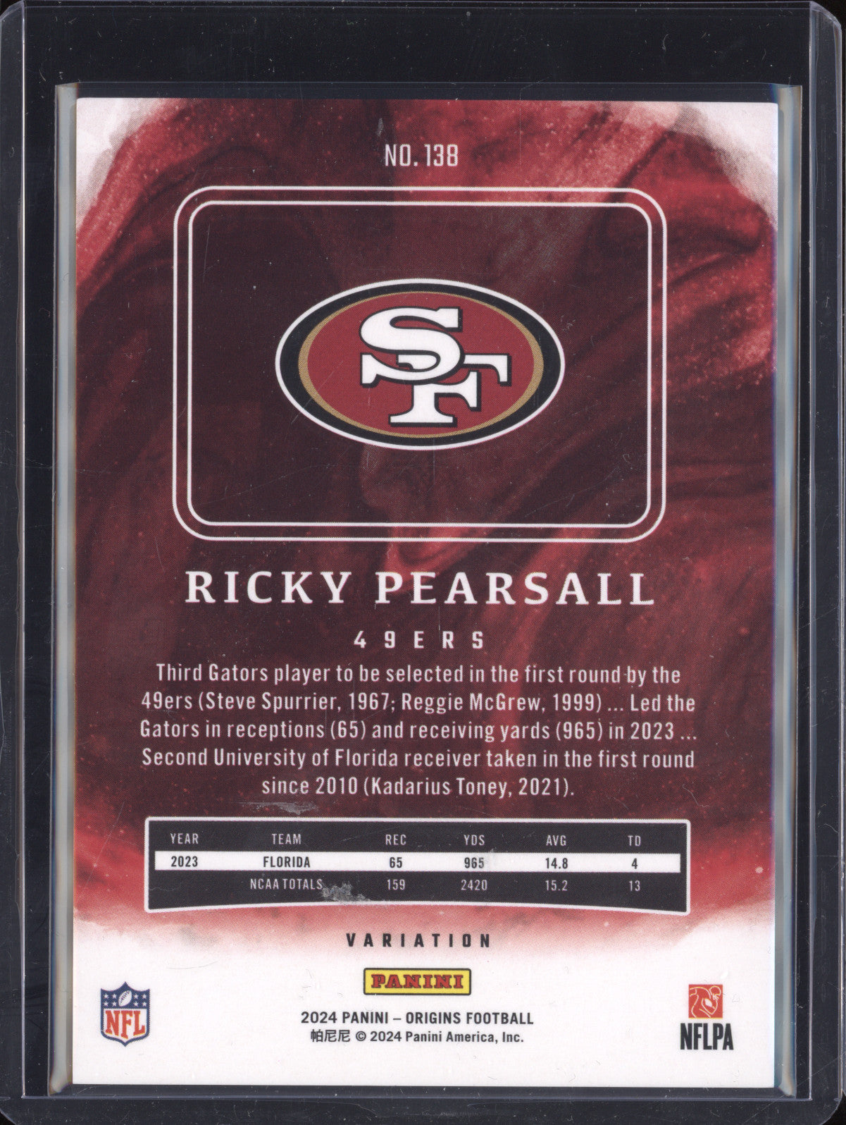Ricky Pearsall 2024 Panini Origins 138 Variation RC