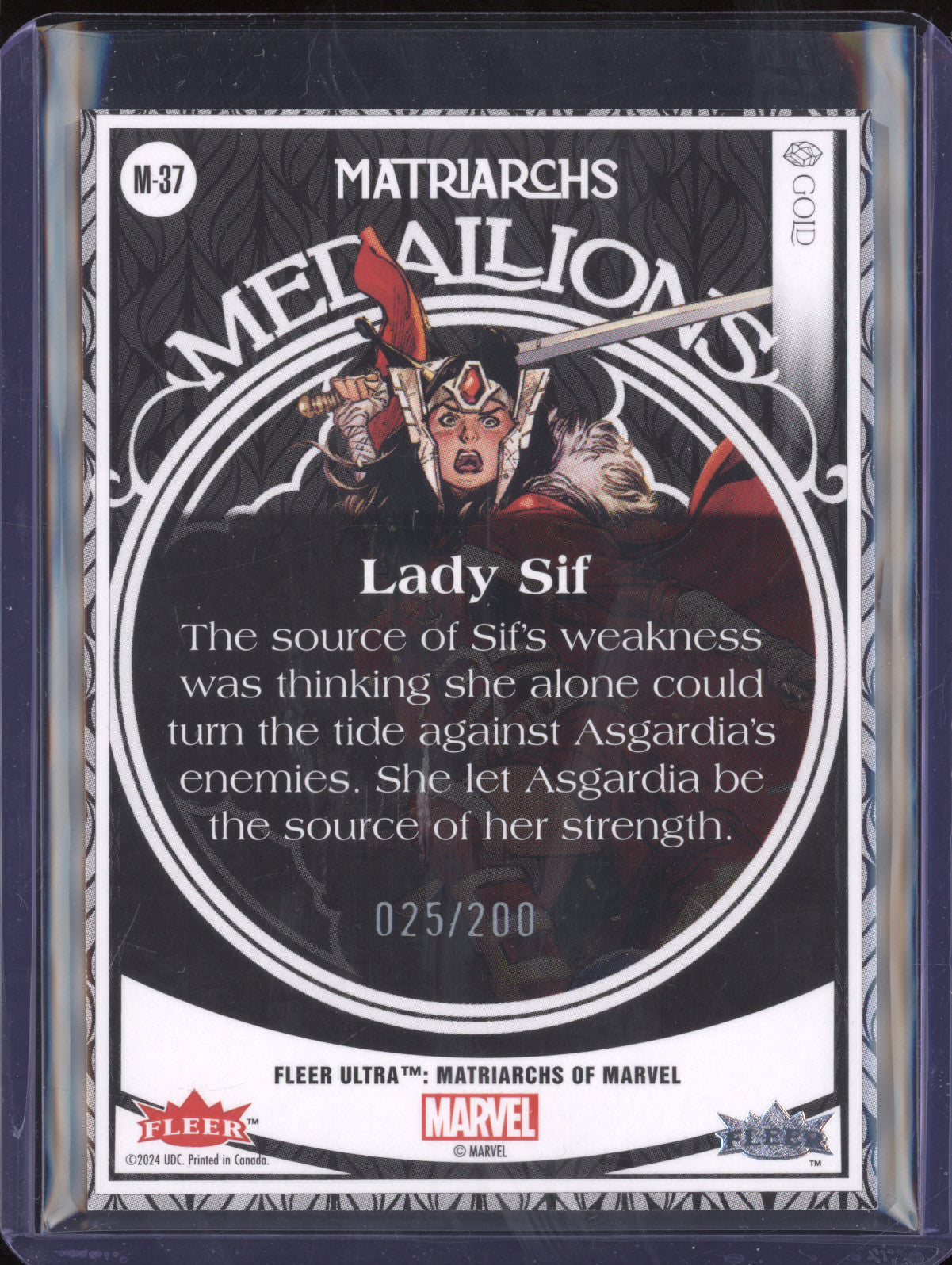 Lady Sif 2024 Fleer Matriarchs of Marvel M-37 Medallions Gold 25/200