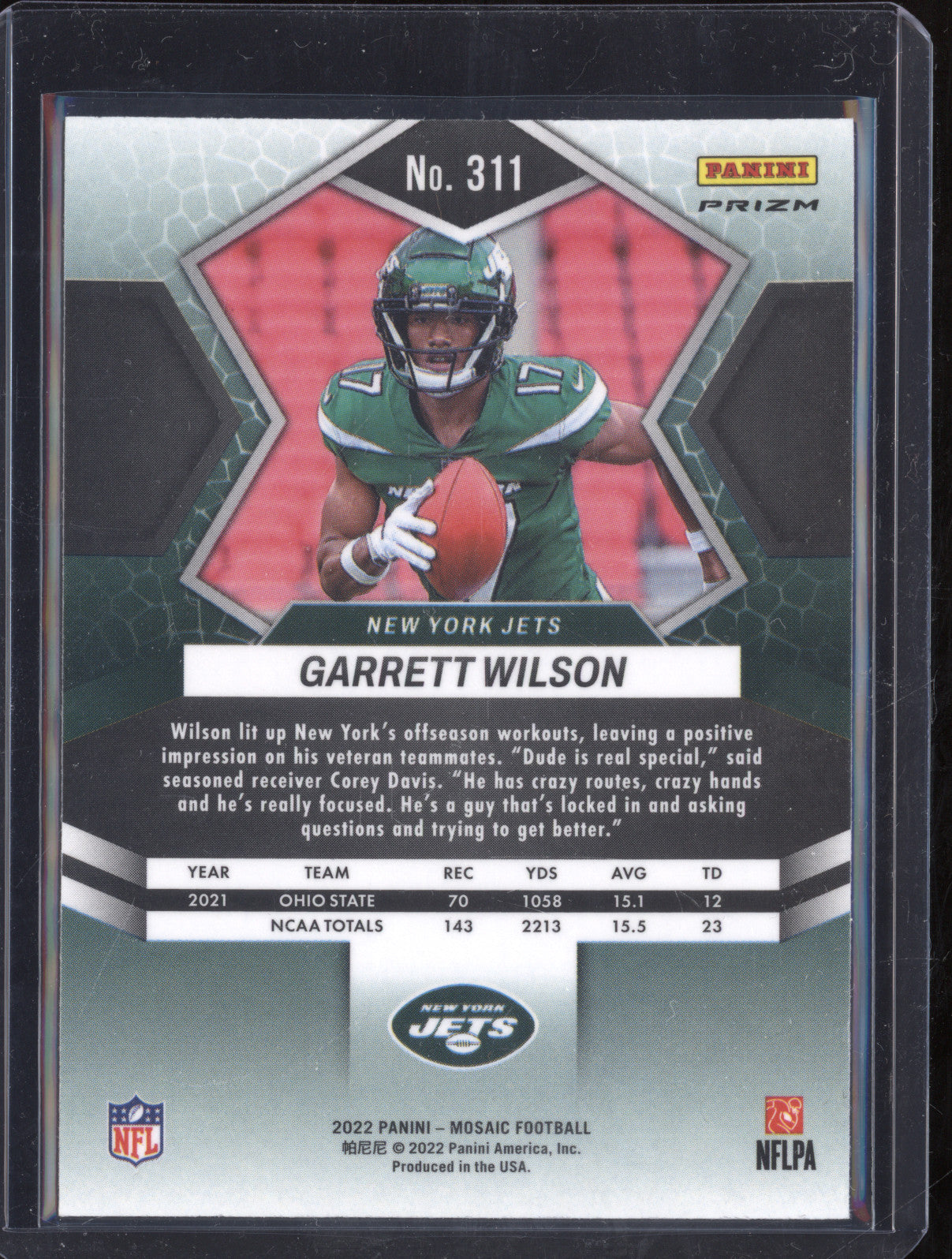 Garrett Wilson 2022 Panini Mosaic 311 Genesis RC