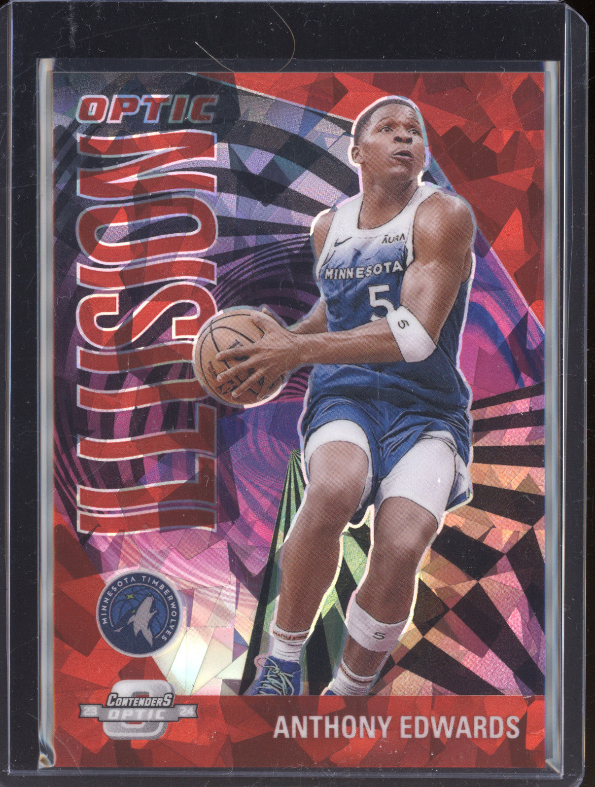 Anthony Edwards Panini Contenders Optic 19 Optic Illusion Red Cracked Ice /175