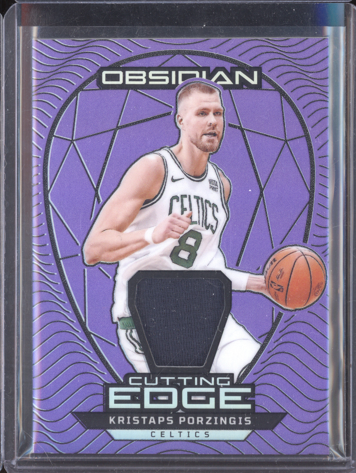 Kristaps Porzingis 2023-24 Panini Obsidian CE-KPO Cutting Edge Purple 22/49