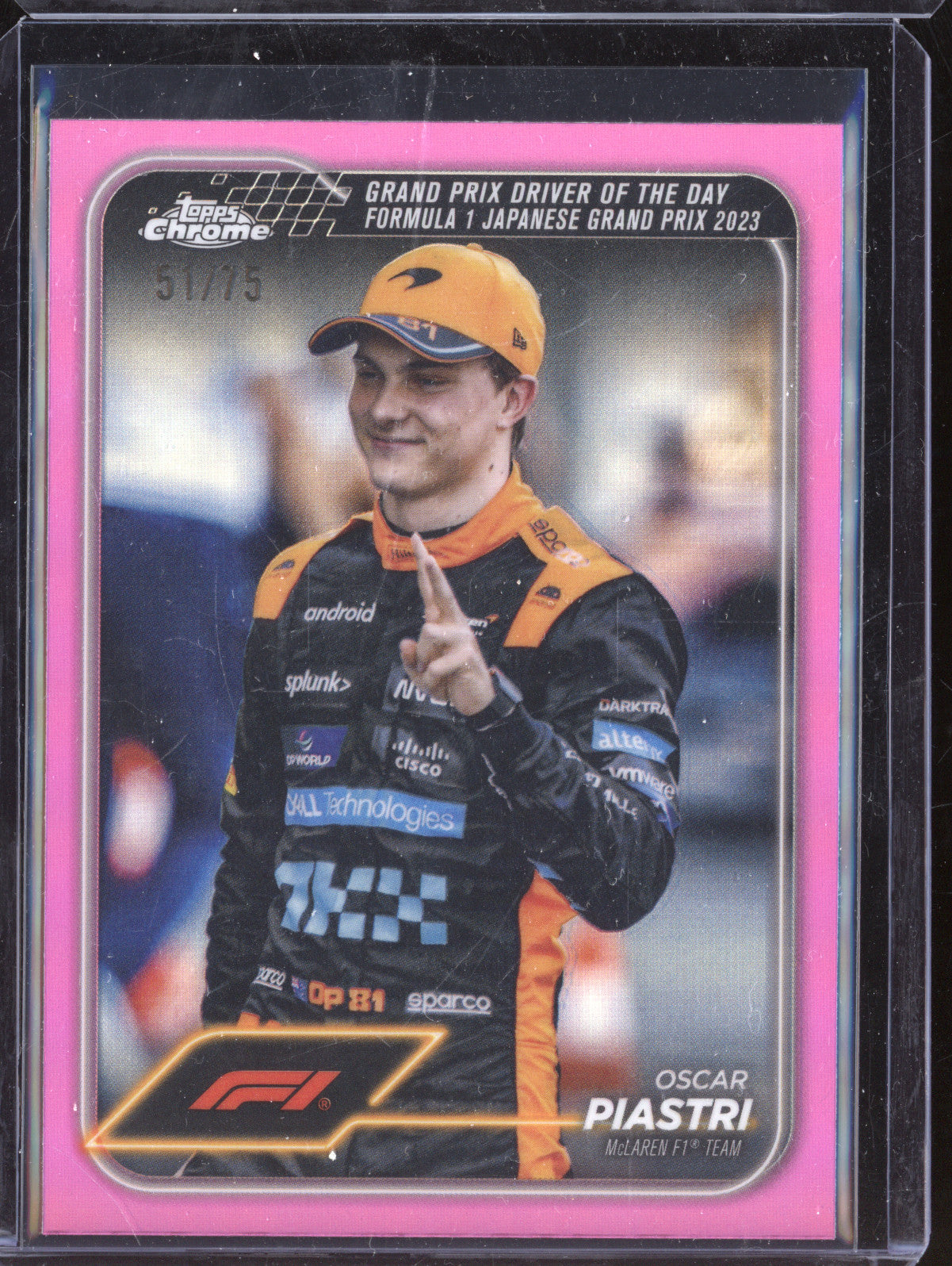 Oscar Piastri 2024 Topps Chrome 174 Pink Refractor RC 51/75