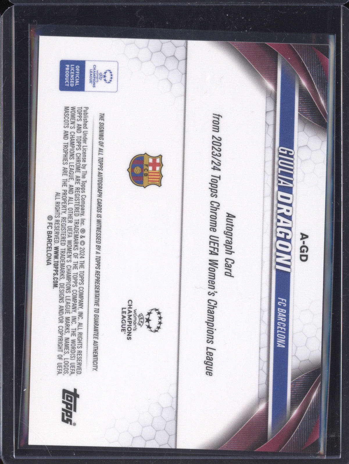Giulia Dragoni 2023-24 Topps Chrome Women's A-GD Autograph RC